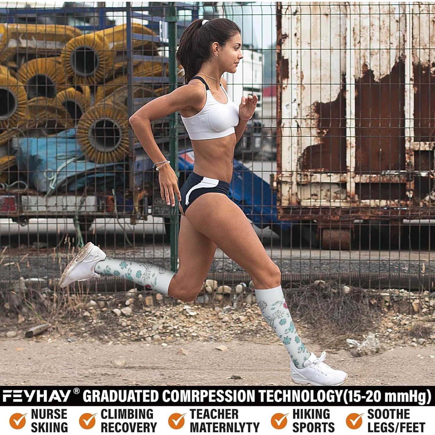 Calcetines de Compresión de Cobre FEYHAY 15-20 mmHg (5 Pares)