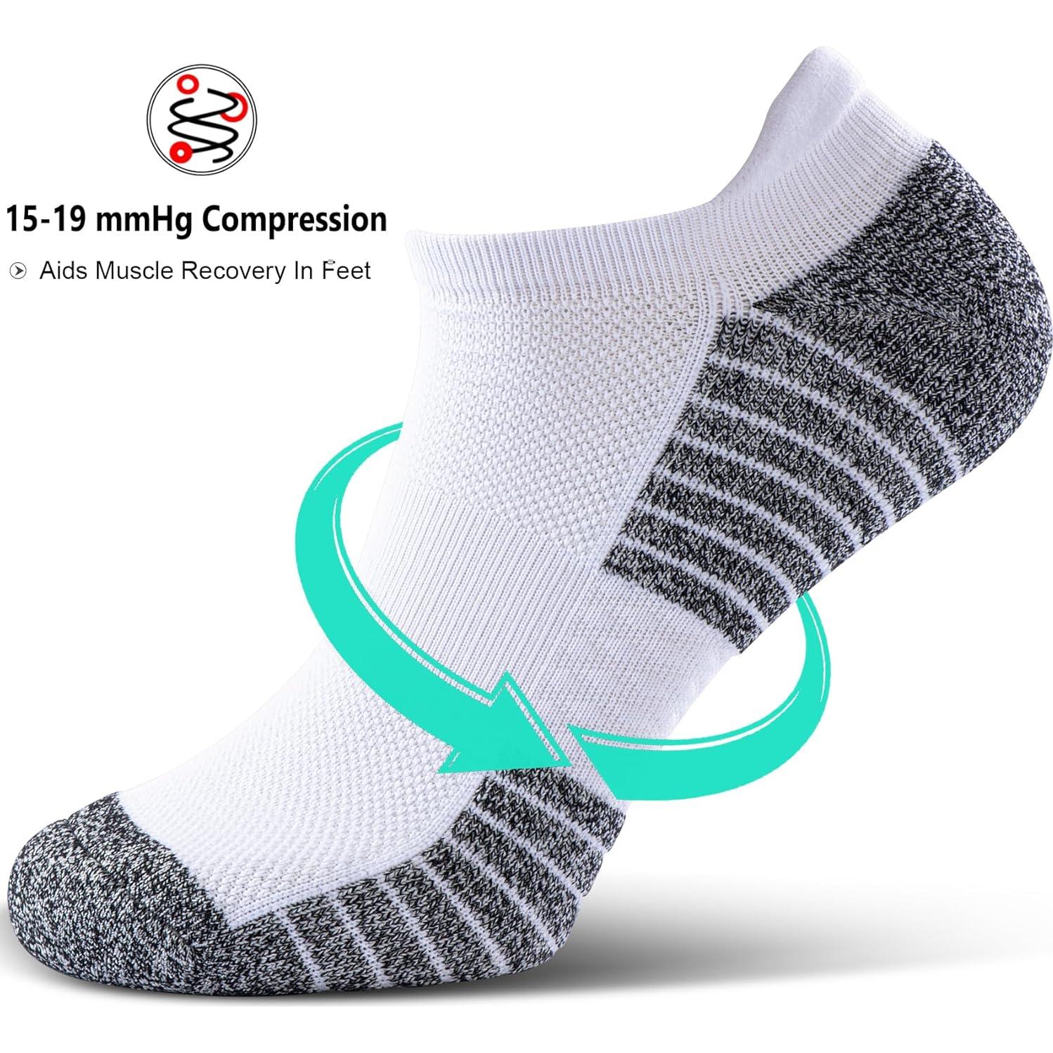 Calcetines de Compresión No Show SITOISBE 4 Paquetes Blanco