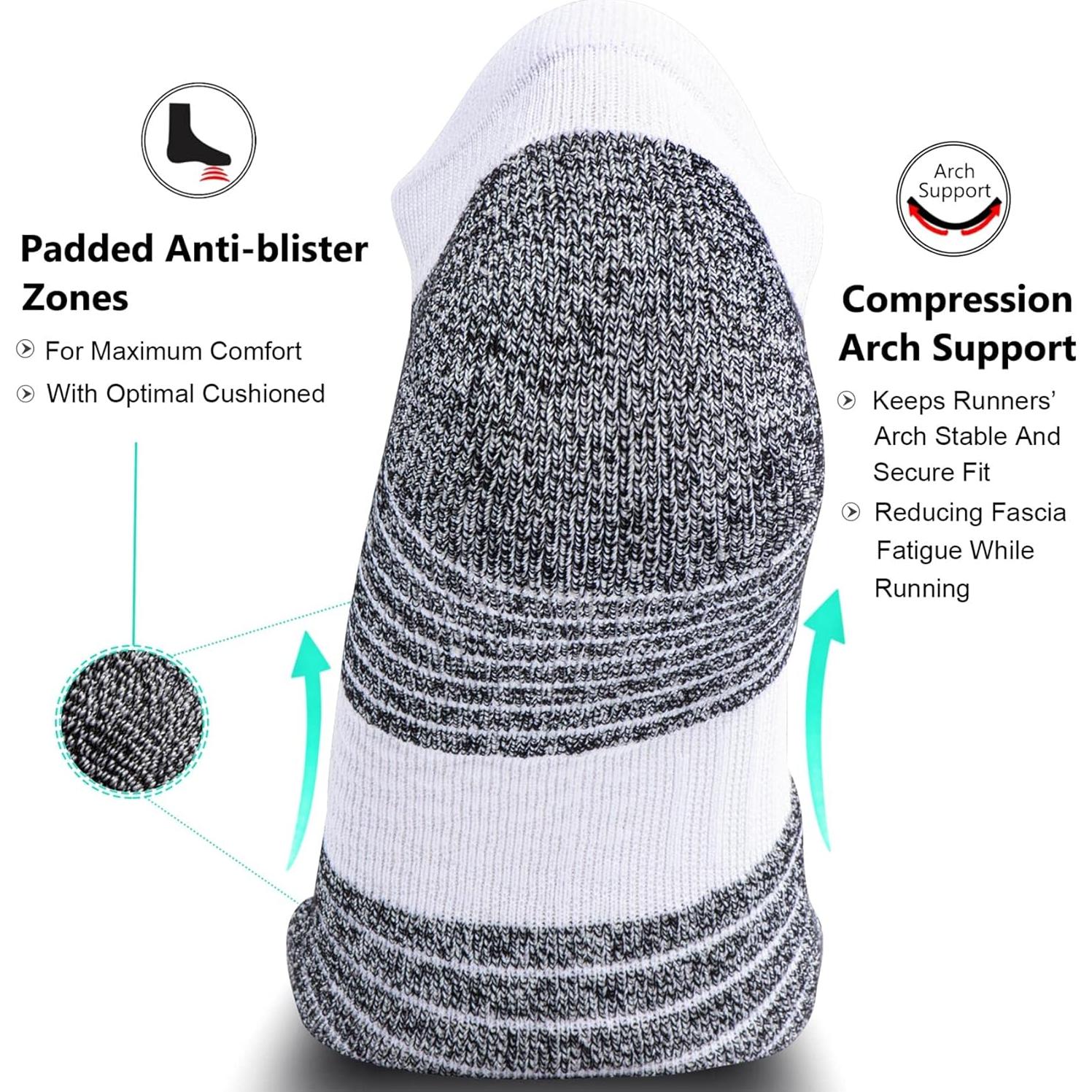 Calcetines de Compresión No Show SITOISBE 4 Paquetes Blanco