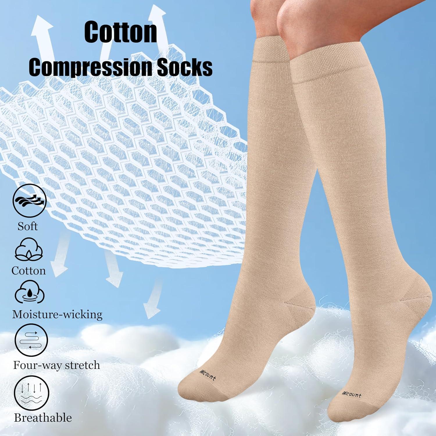 Calcetines de Compresión Blicount 15-20mmHg Algodón 3 Pares