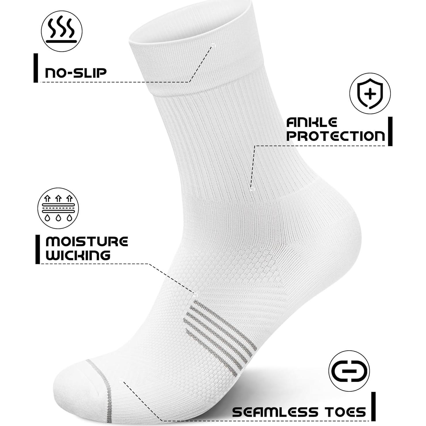 Calcetines de Compresión PAPLUS 3 Pares para Correr - Blanco