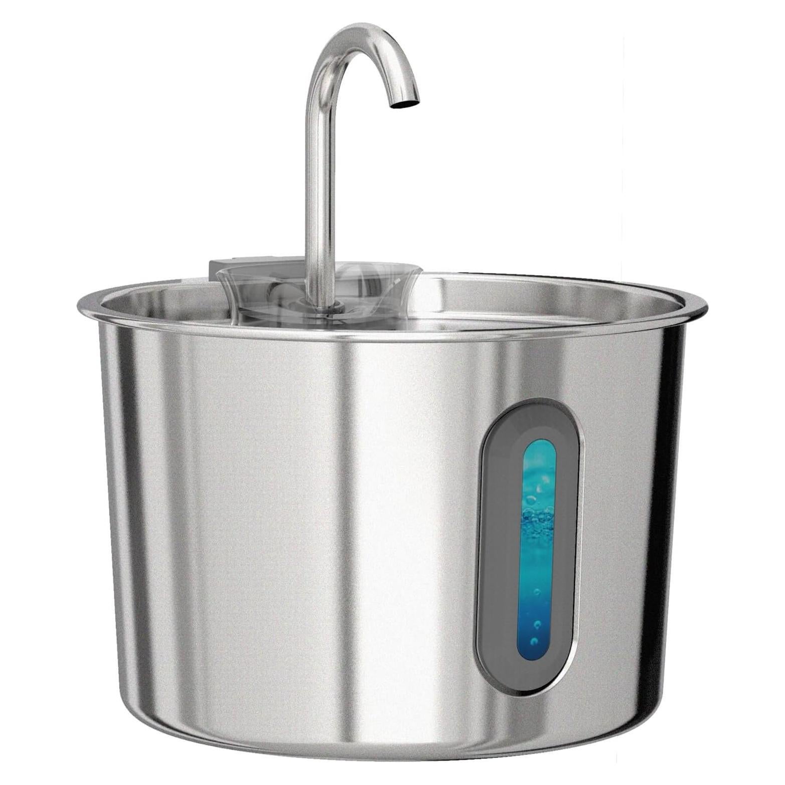 Fuente de Agua para Gatos HAJXM 2.2L Acero Inoxidable Silenciosa