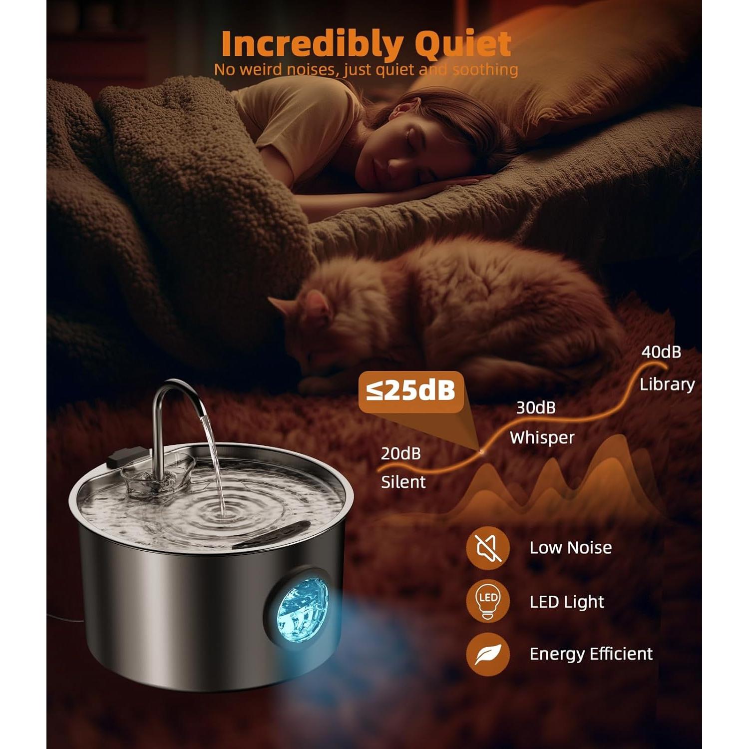 Fuente de Agua Automática UPAWPIA Acero Inoxidable 3.2L