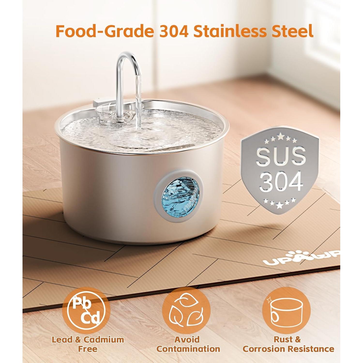 Fuente de Agua Automática UPAWPIA Acero Inoxidable 3.2L