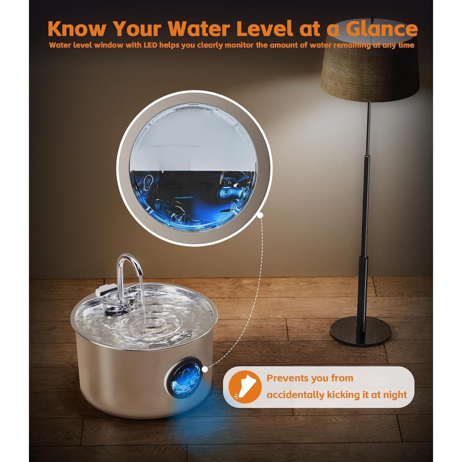 Fuente de Agua Automática UPAWPIA Acero Inoxidable 3.2L