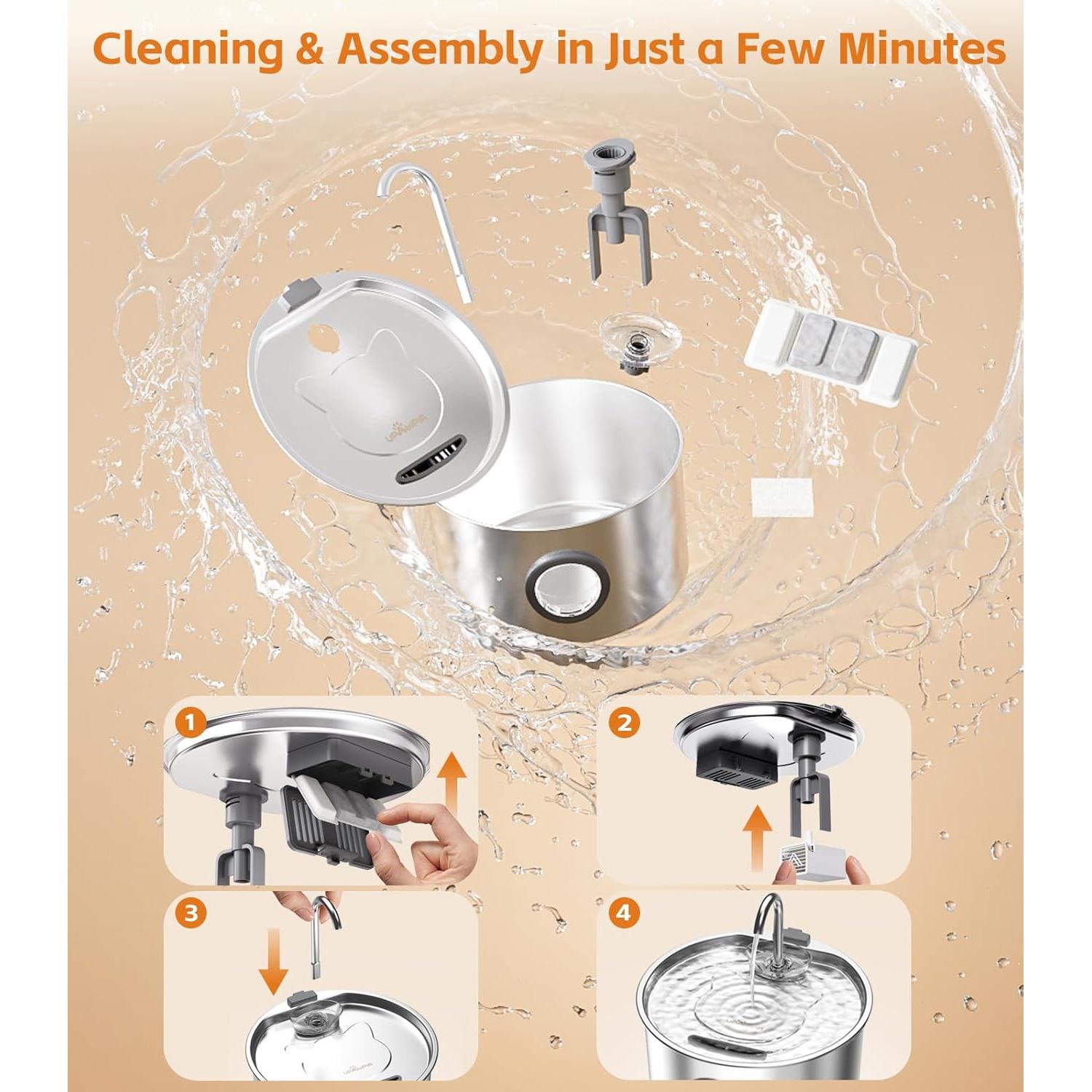 Fuente de Agua Automática UPAWPIA Acero Inoxidable 3.2L