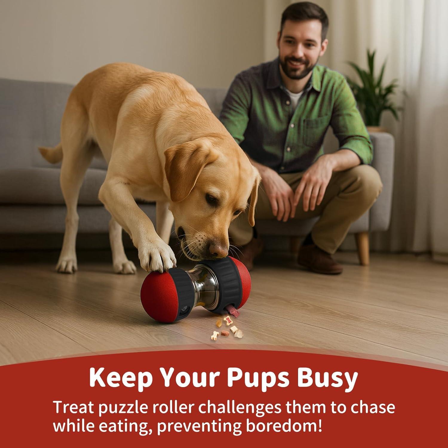 Juguete de rompecabezas para perros JoyBruko rojo, dispensador de golosinas