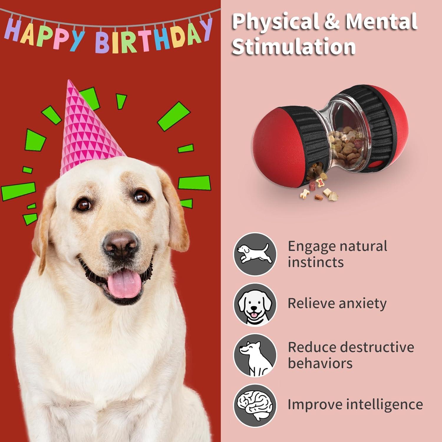 Juguete de rompecabezas para perros JoyBruko rojo, dispensador de golosinas