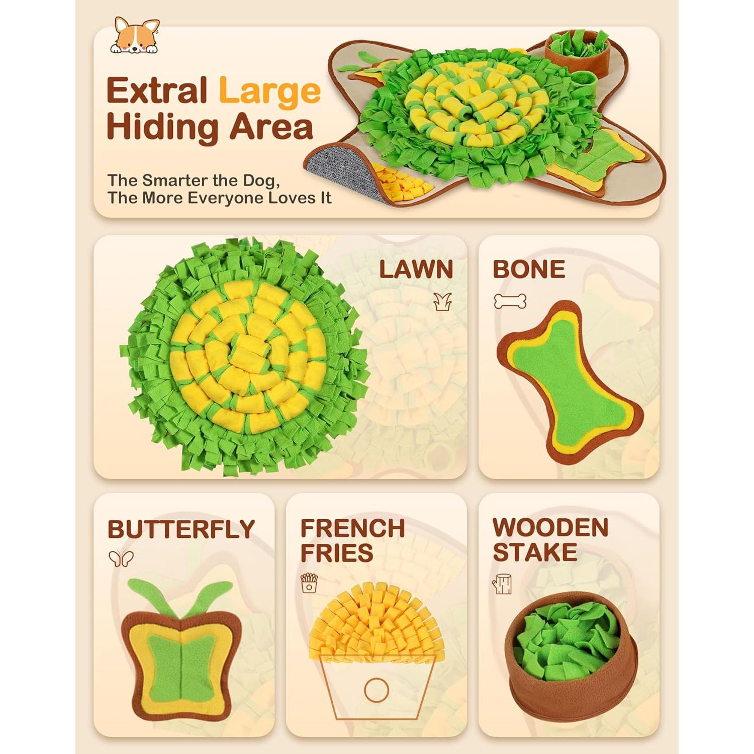 Alfombra de Olfateo HOPET 72x72cm para Perros Grandes - Antideslizante