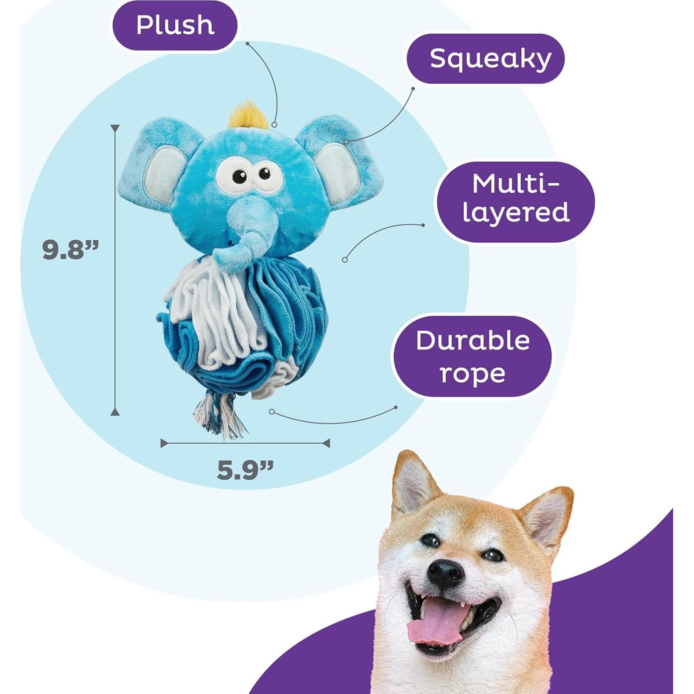 Bola de Snuffle de Peluche para Perros Outward Hound Elefante