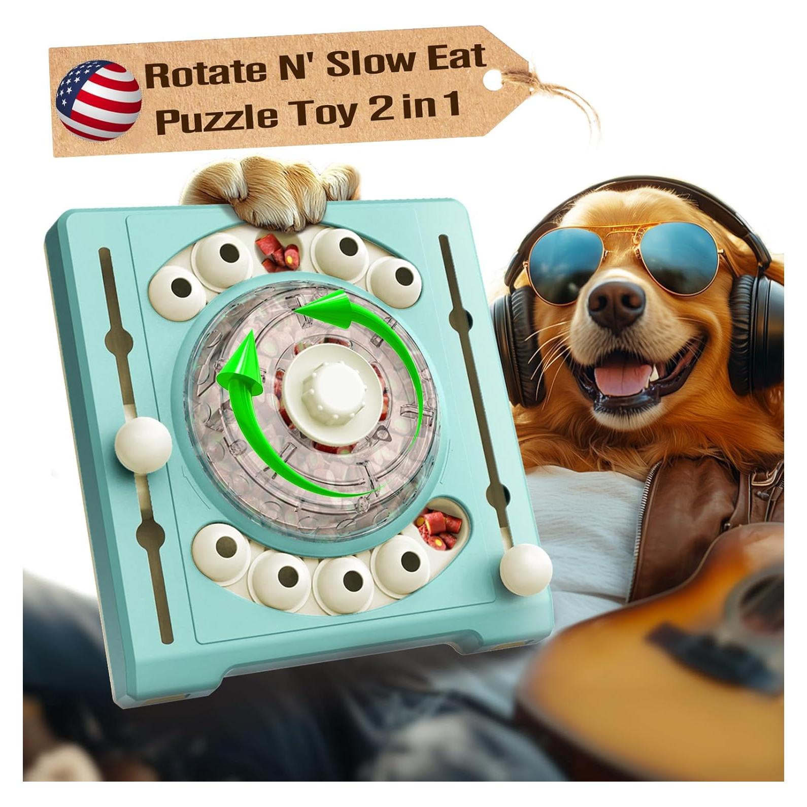 Juguete rompecabezas KADTC para perros 2 en 1, dispensador de comida