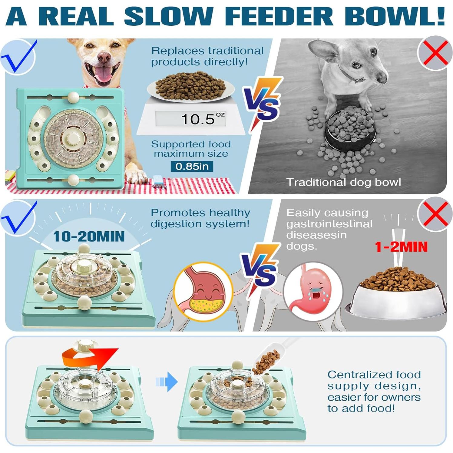 Juguete rompecabezas KADTC para perros 2 en 1, dispensador de comida