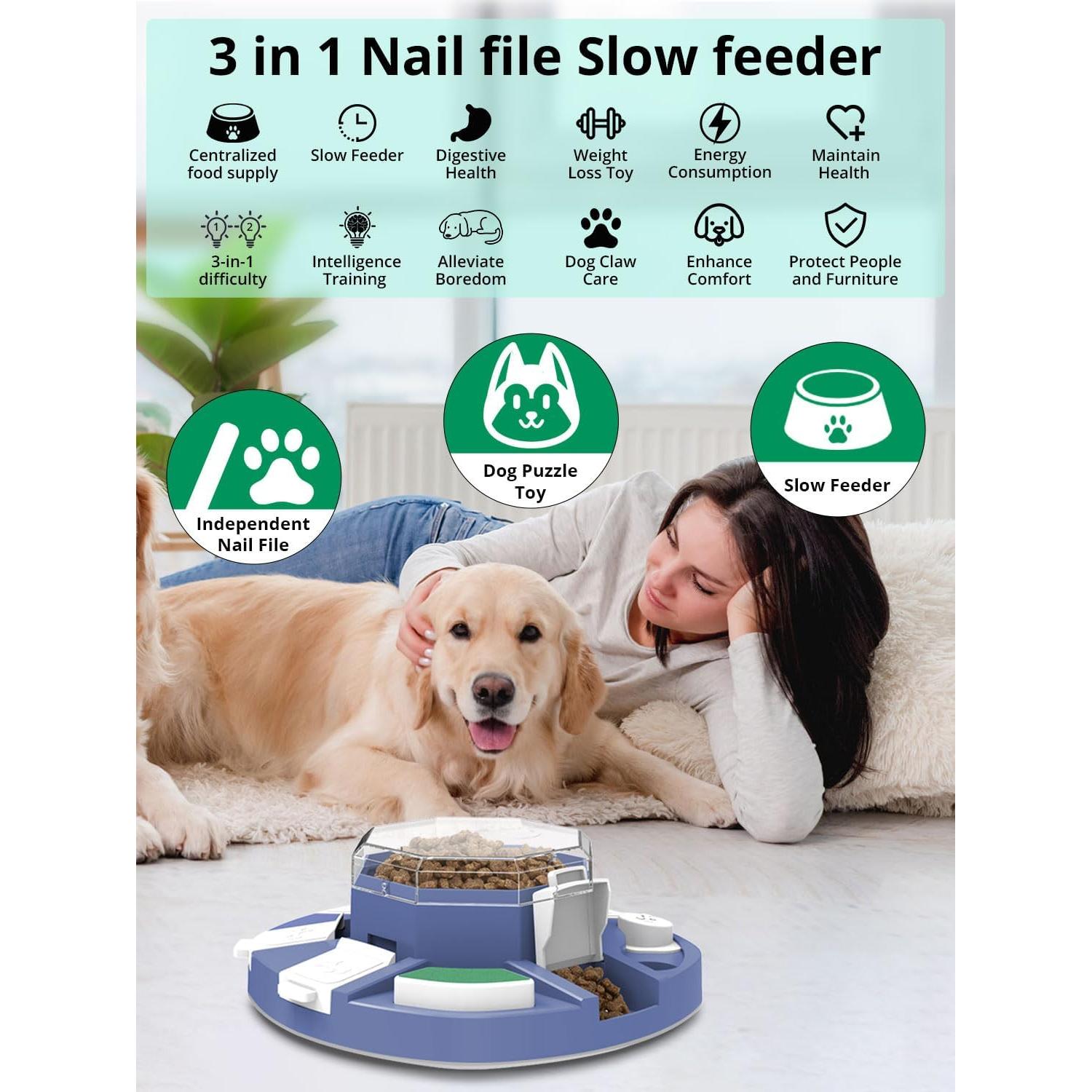 Juguete Interactivo para Perros TBTeek 3 en 1 - Dispensador de Comida y Lima de Uñas