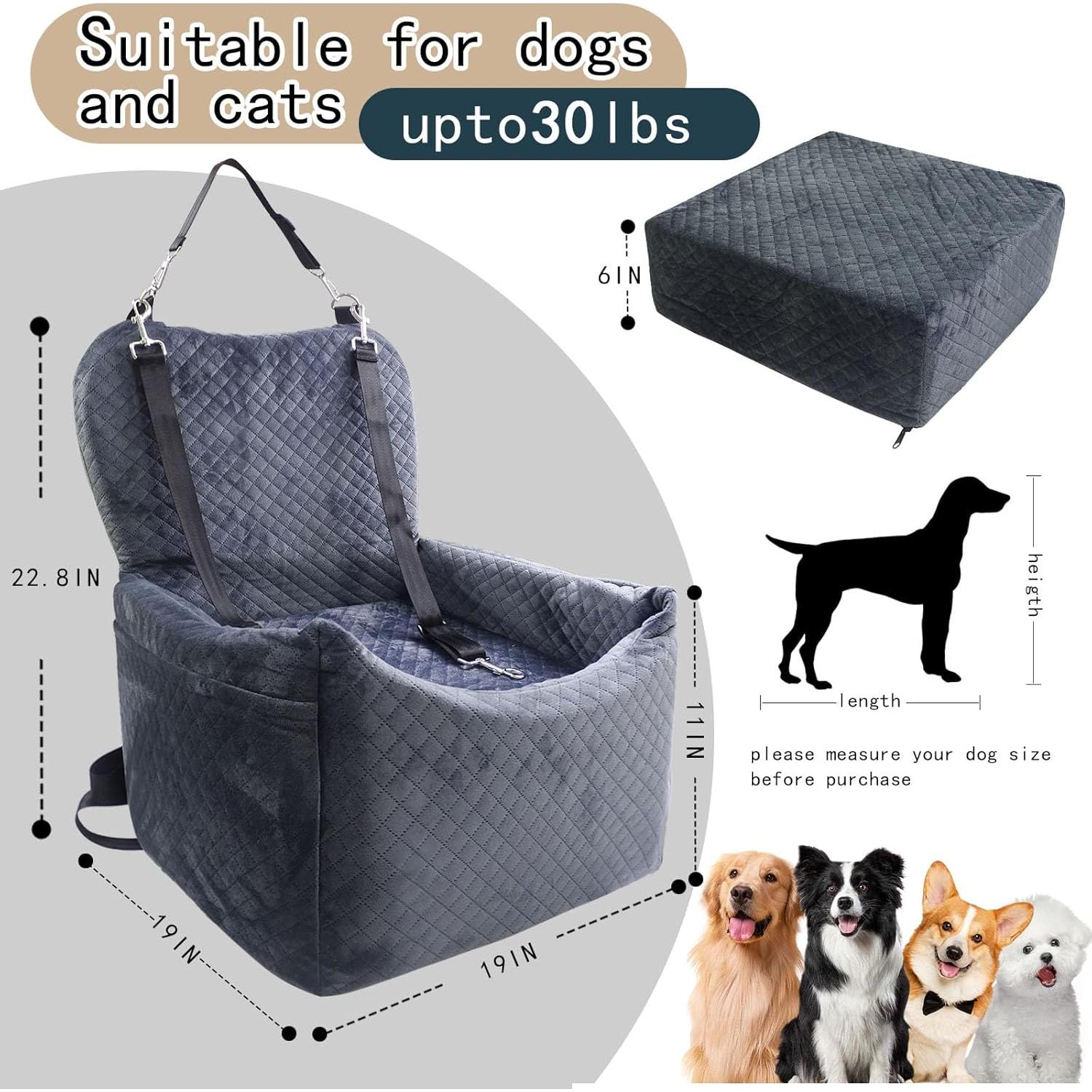 Asiento de Coche para Perros Pequeños YSYFHG Gris 27.94x48.26 cm