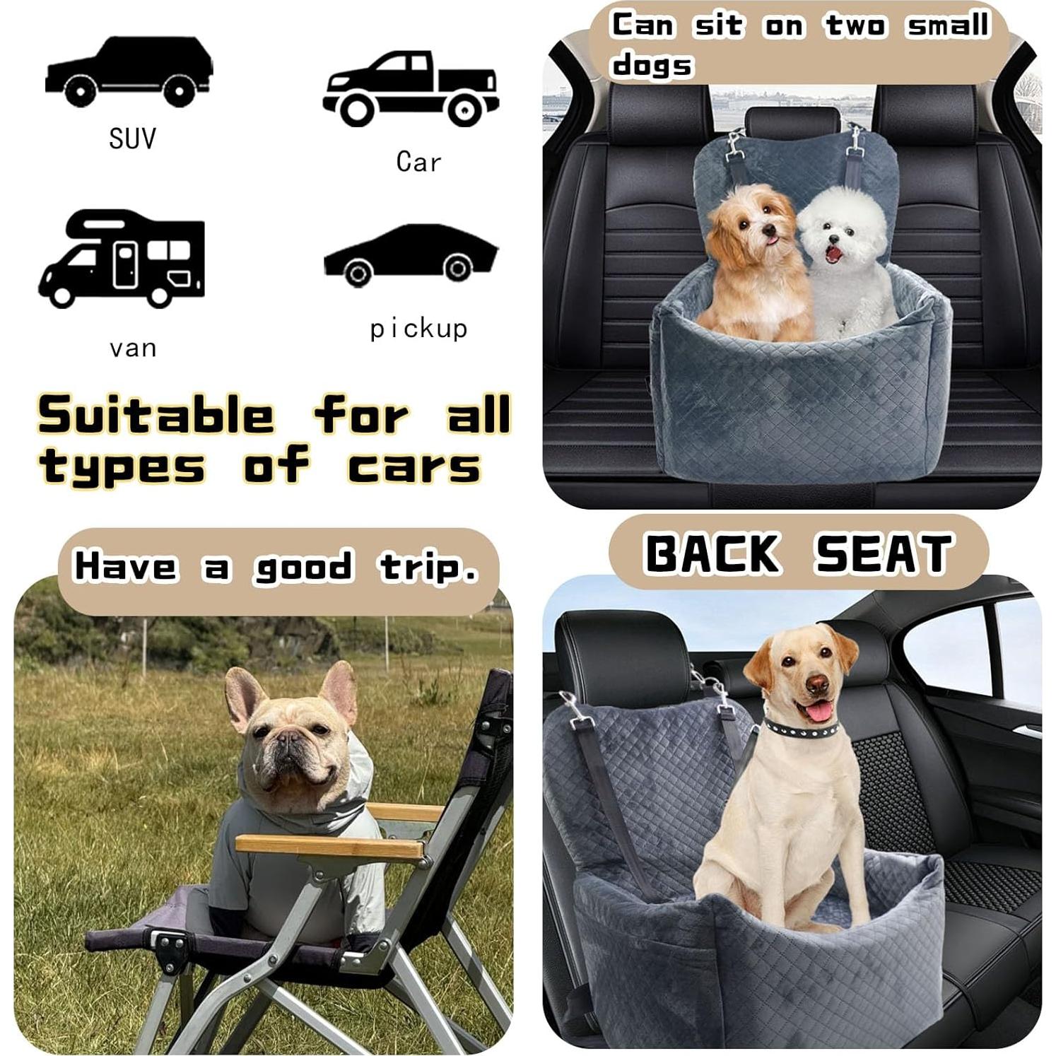 Asiento de Coche para Perros Pequeños YSYFHG Gris 27.94x48.26 cm