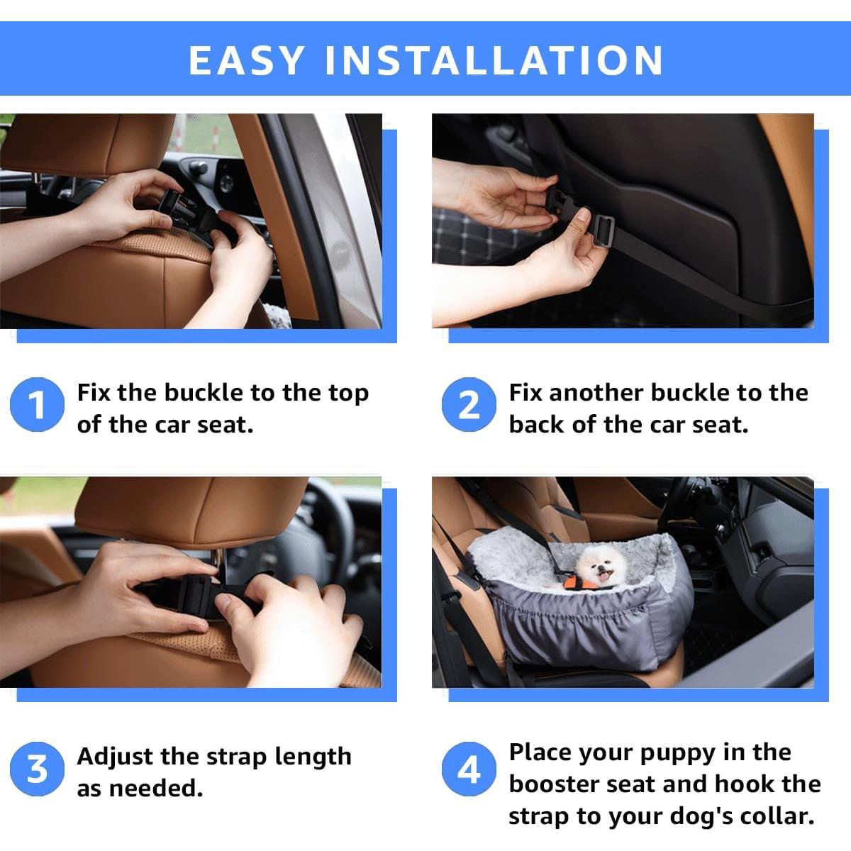 Asiento de Coche para Perros Oiilores Gris 58x55 cm Lavable