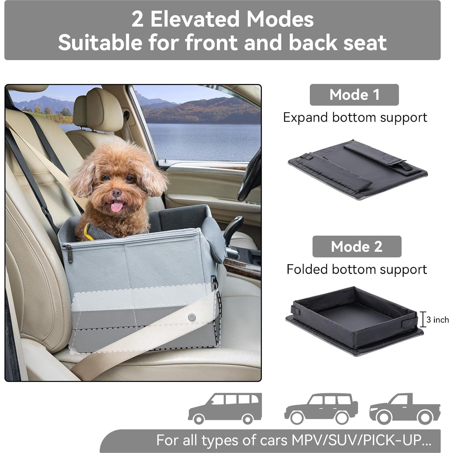 Asiento Elevador para Perros Pequeños A4Pet Gris 44.5x31.8 cm