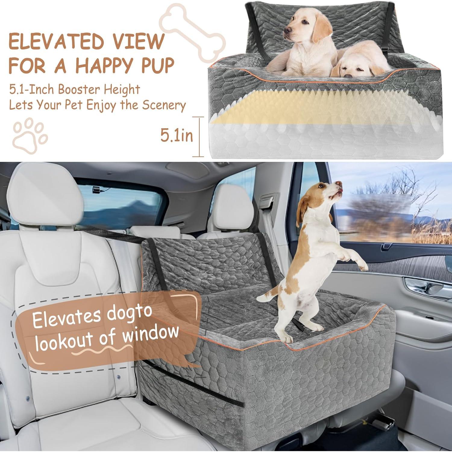 Asiento Elevador para Perros Vdamu - Cama de Coche Gris 27.2kg