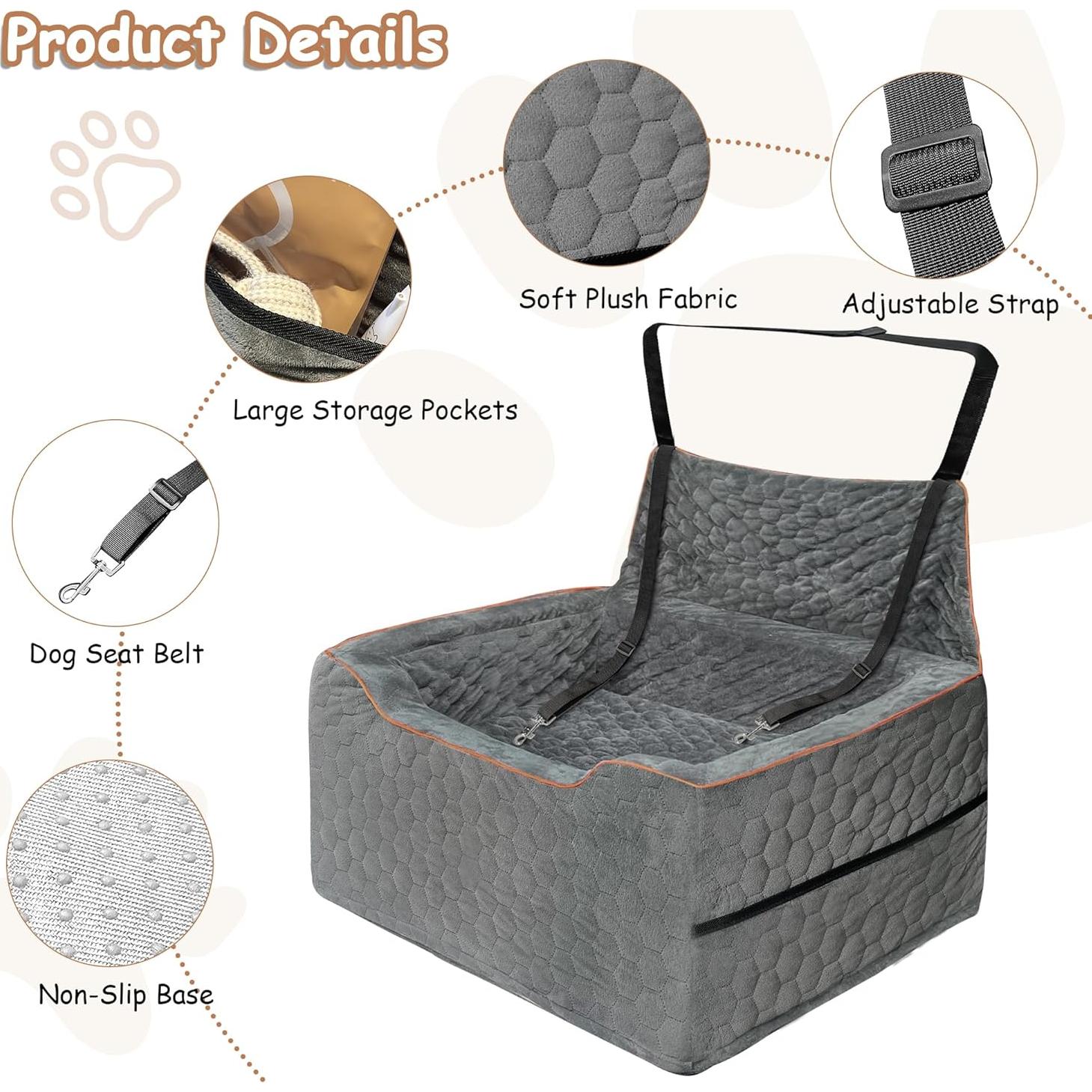 Asiento Elevador para Perros Vdamu - Cama de Coche Gris 27.2kg