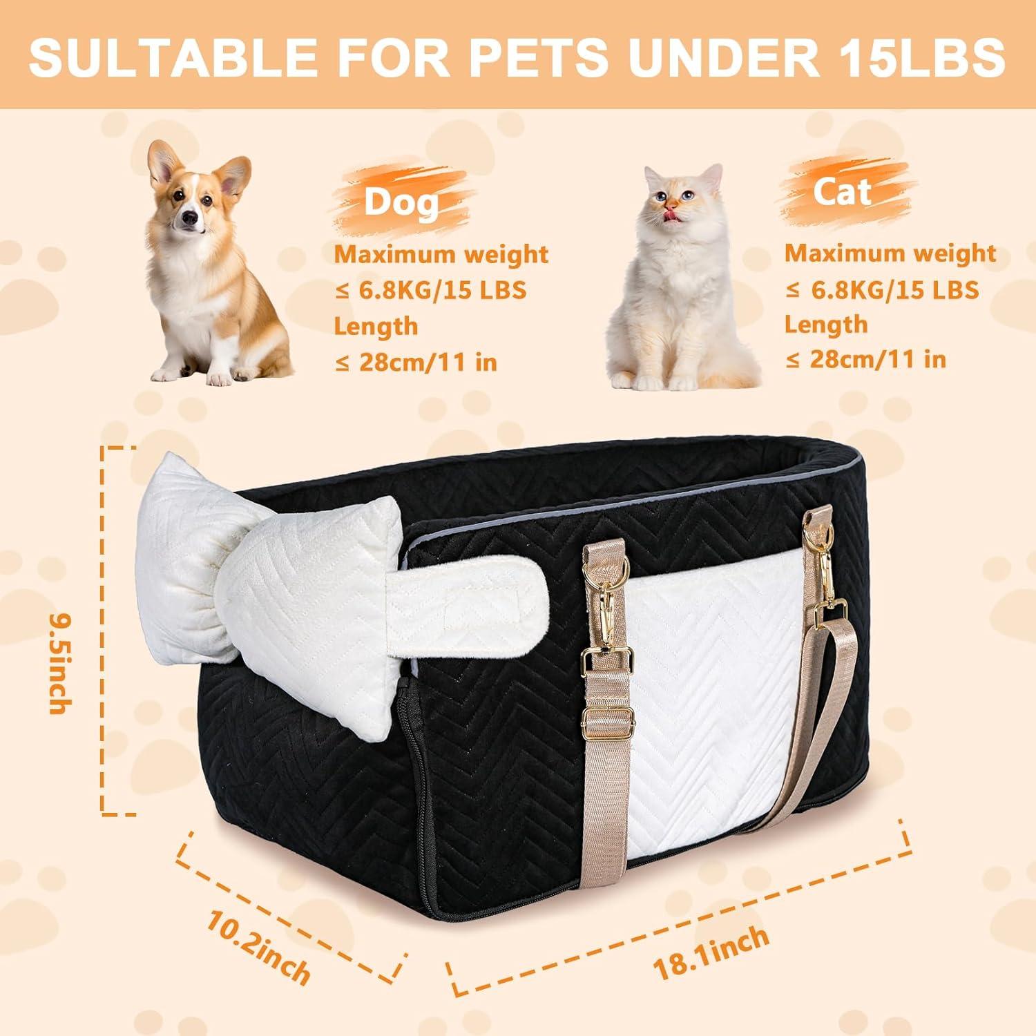 Asiento de Coche para Perros y Gatos Homsunyi Negro 46x25.9cm