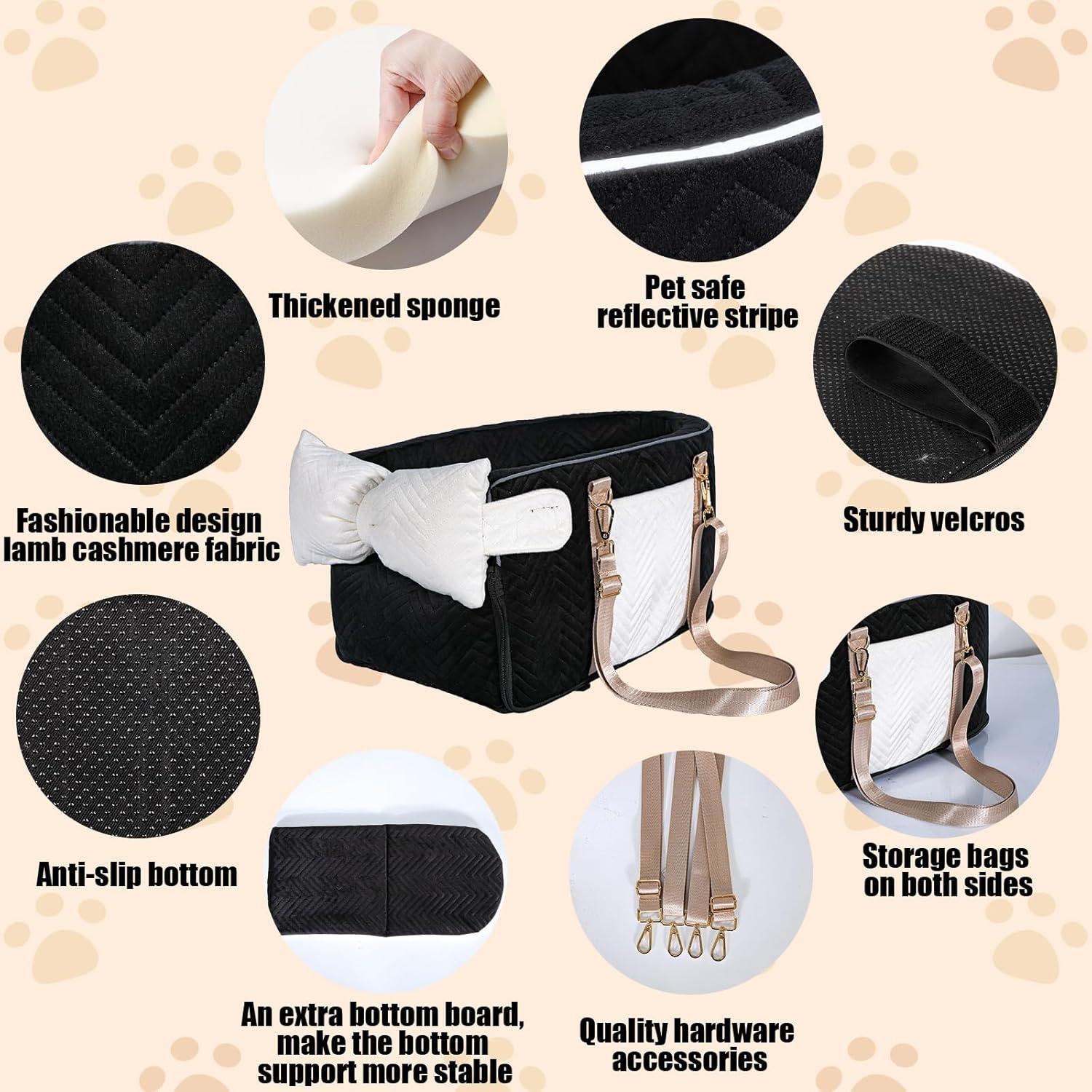 Asiento de Coche para Perros y Gatos Homsunyi Negro 46x25.9cm