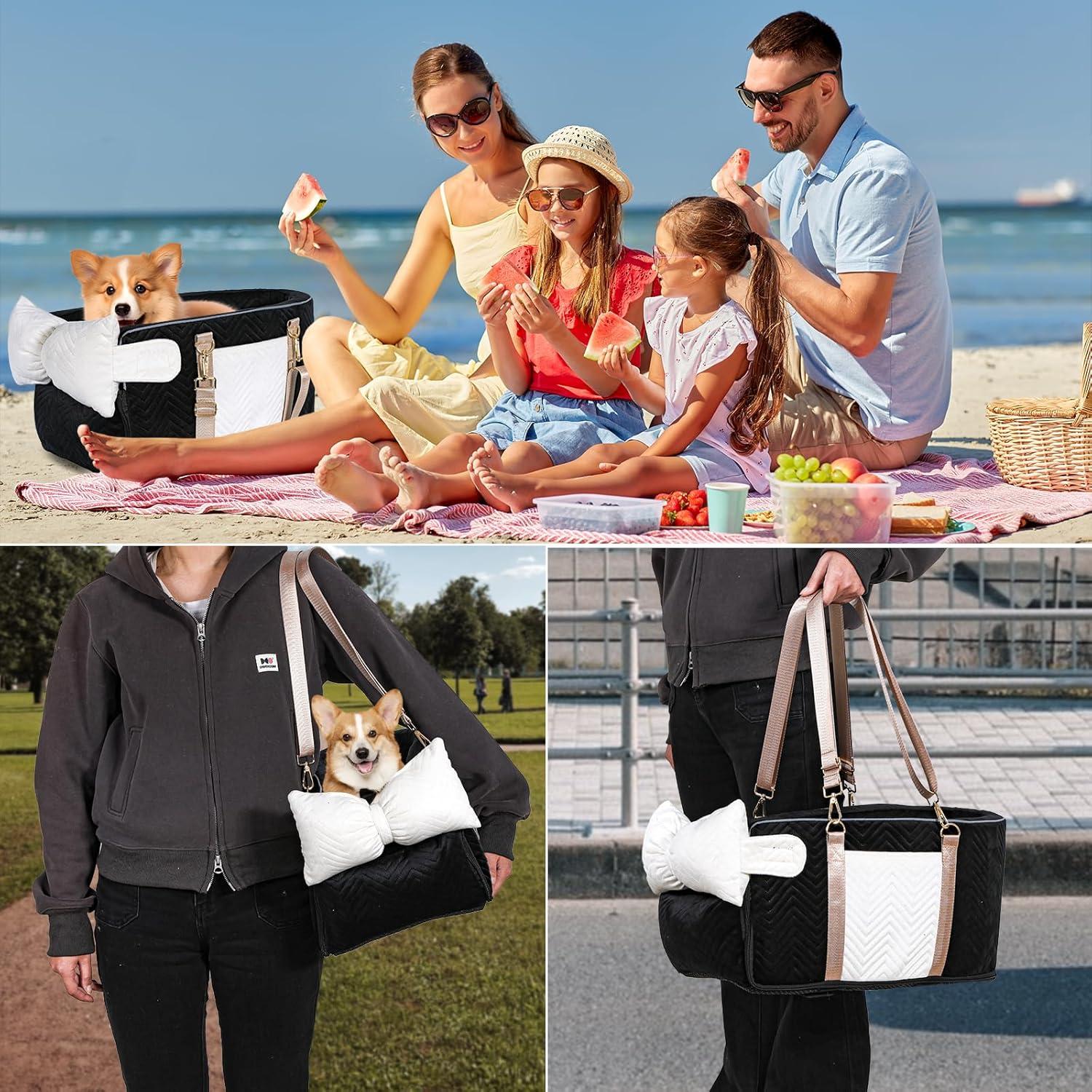 Asiento de Coche para Perros y Gatos Homsunyi Negro 46x25.9cm