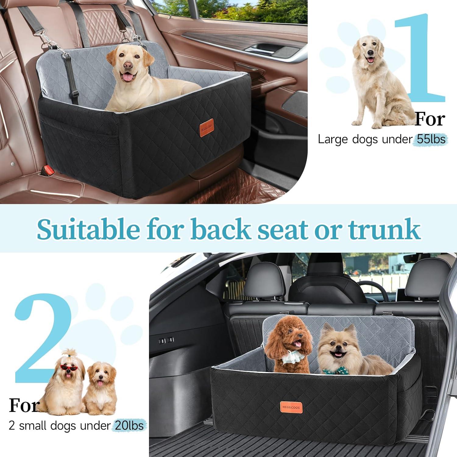 Asiento de Coche para Perros HEGGCOOE 75 cm Negro/Gris