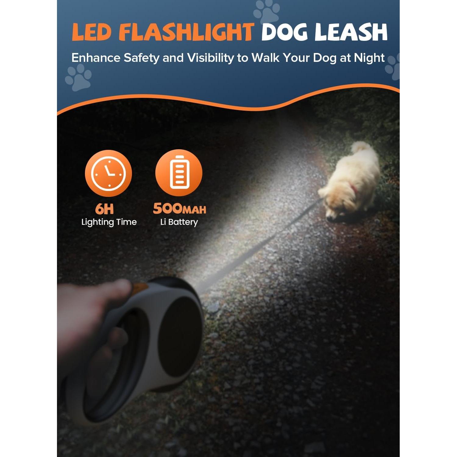 Correa de Perro Retráctil Douexio 4.88m con Linterna LED