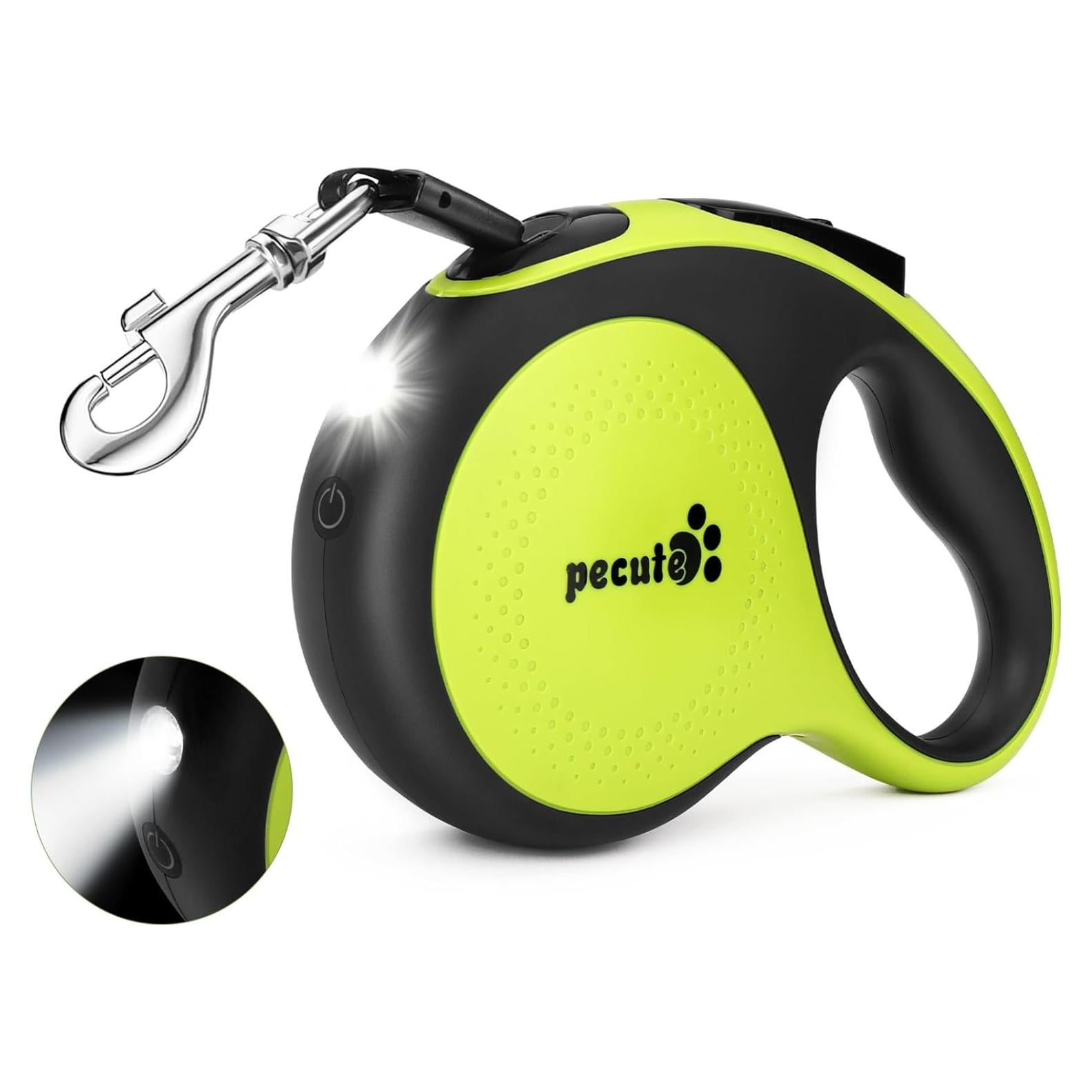 Correa de Perro Retráctil Pecute 5m con Luz LED y Antideslizante
