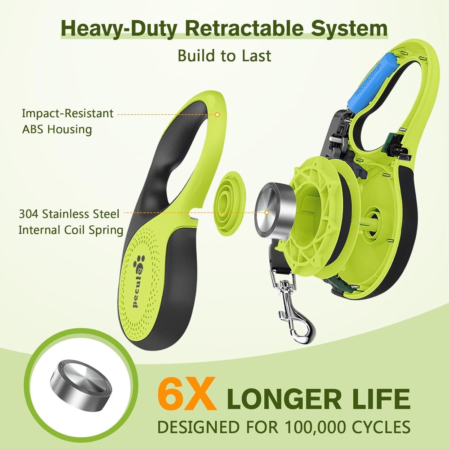 Correa de Perro Retráctil Pecute 5m con Luz LED y Antideslizante