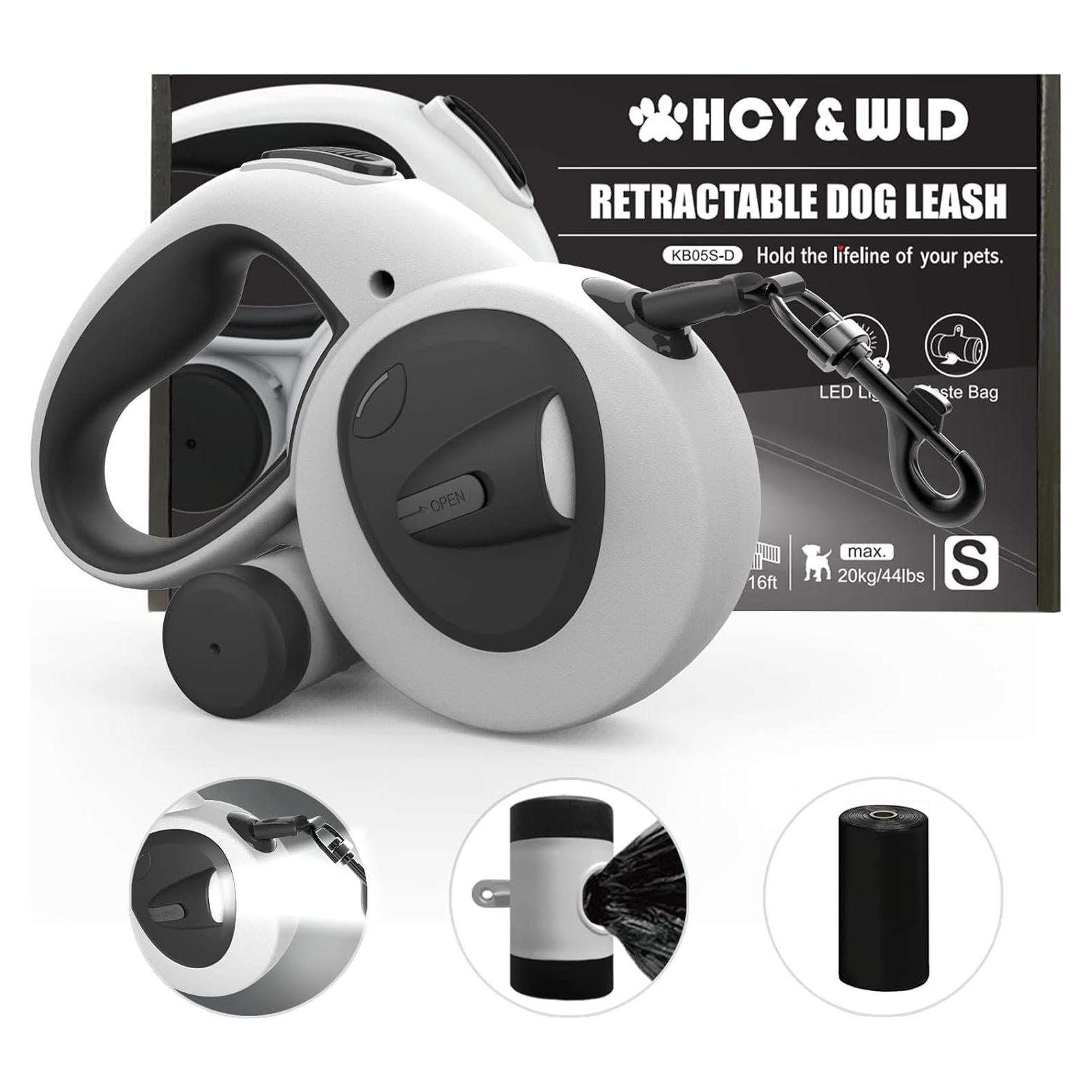 Correa Retráctil para Perros HCY&WLD 5m con Luz LED y Dispensador