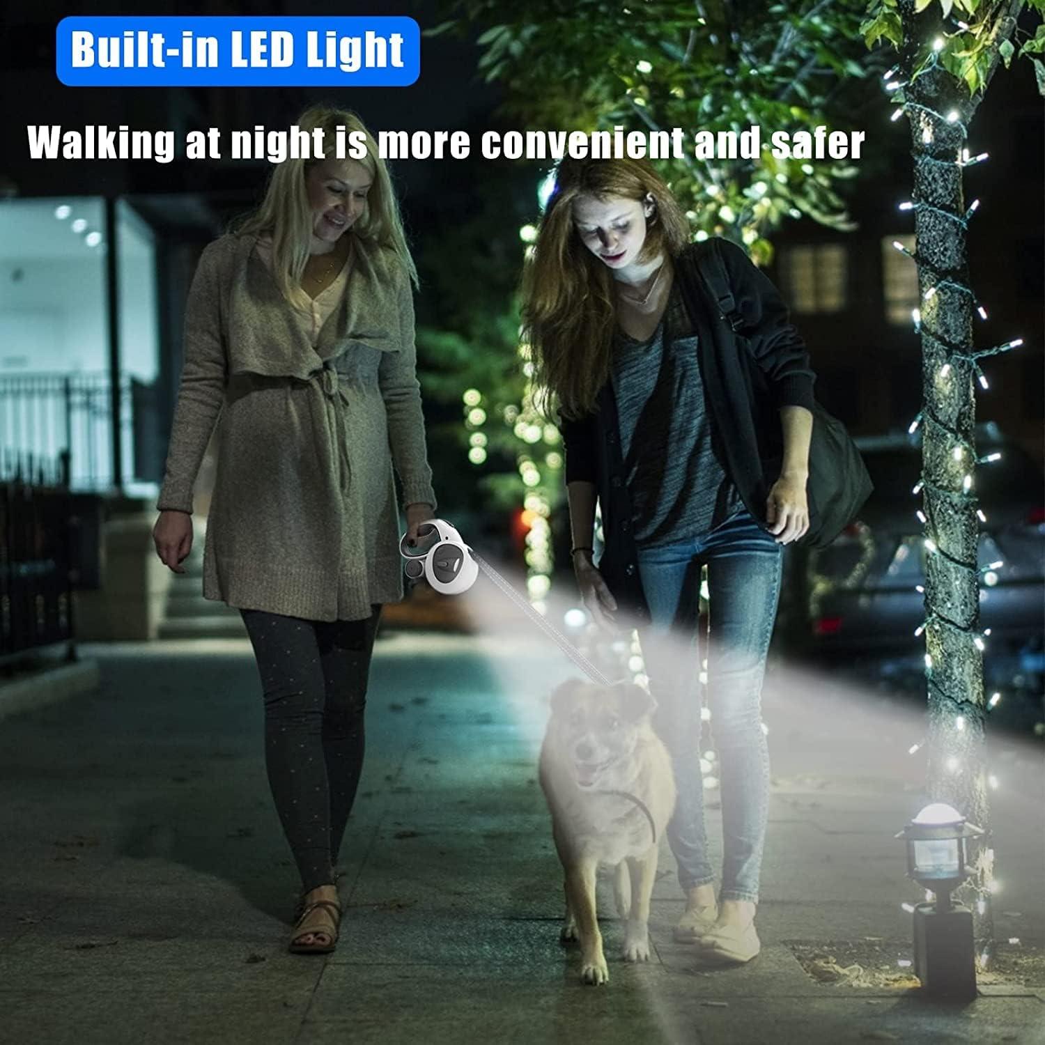 Correa Retráctil para Perros HCY&WLD 5m con Luz LED y Dispensador