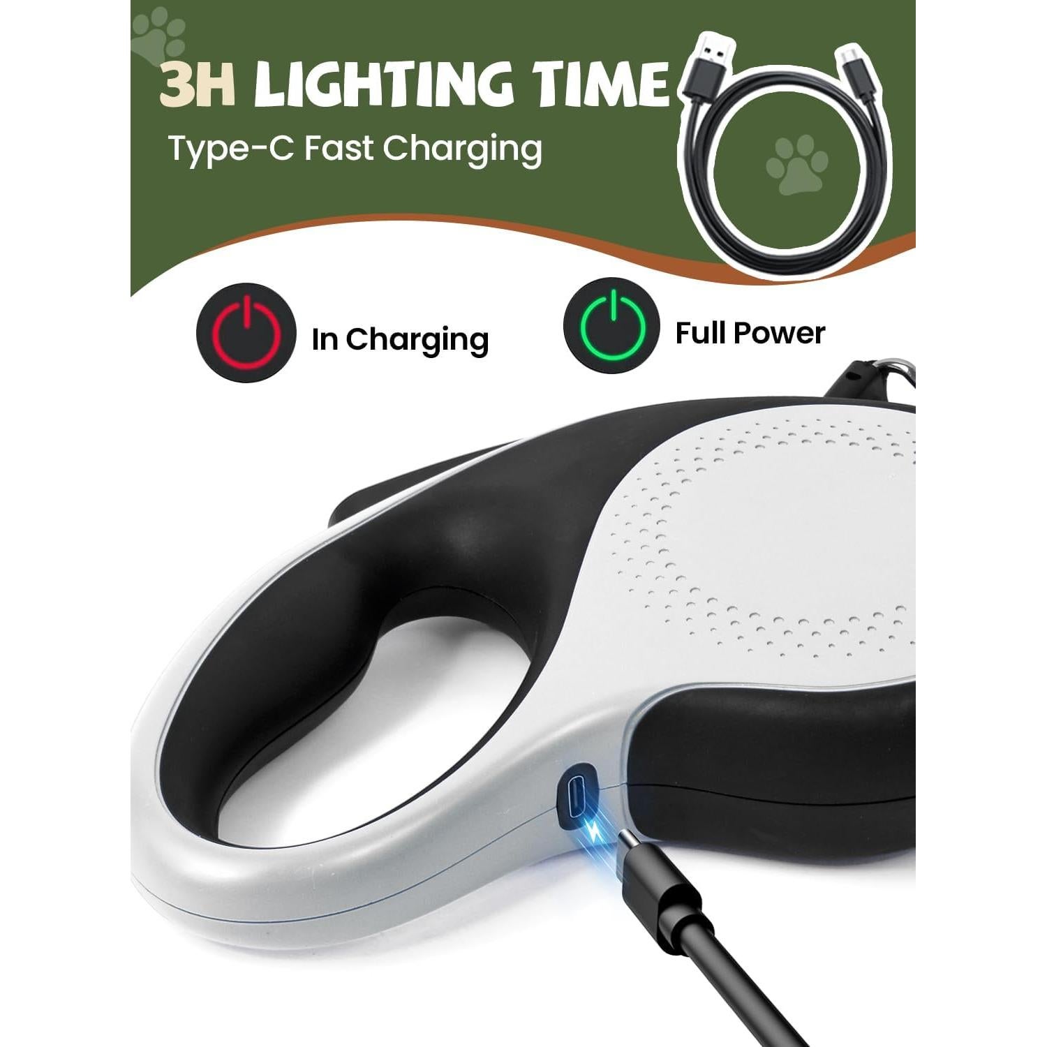 Correa de Perro Retráctil Douexio 5m con Luz LED para 30kg