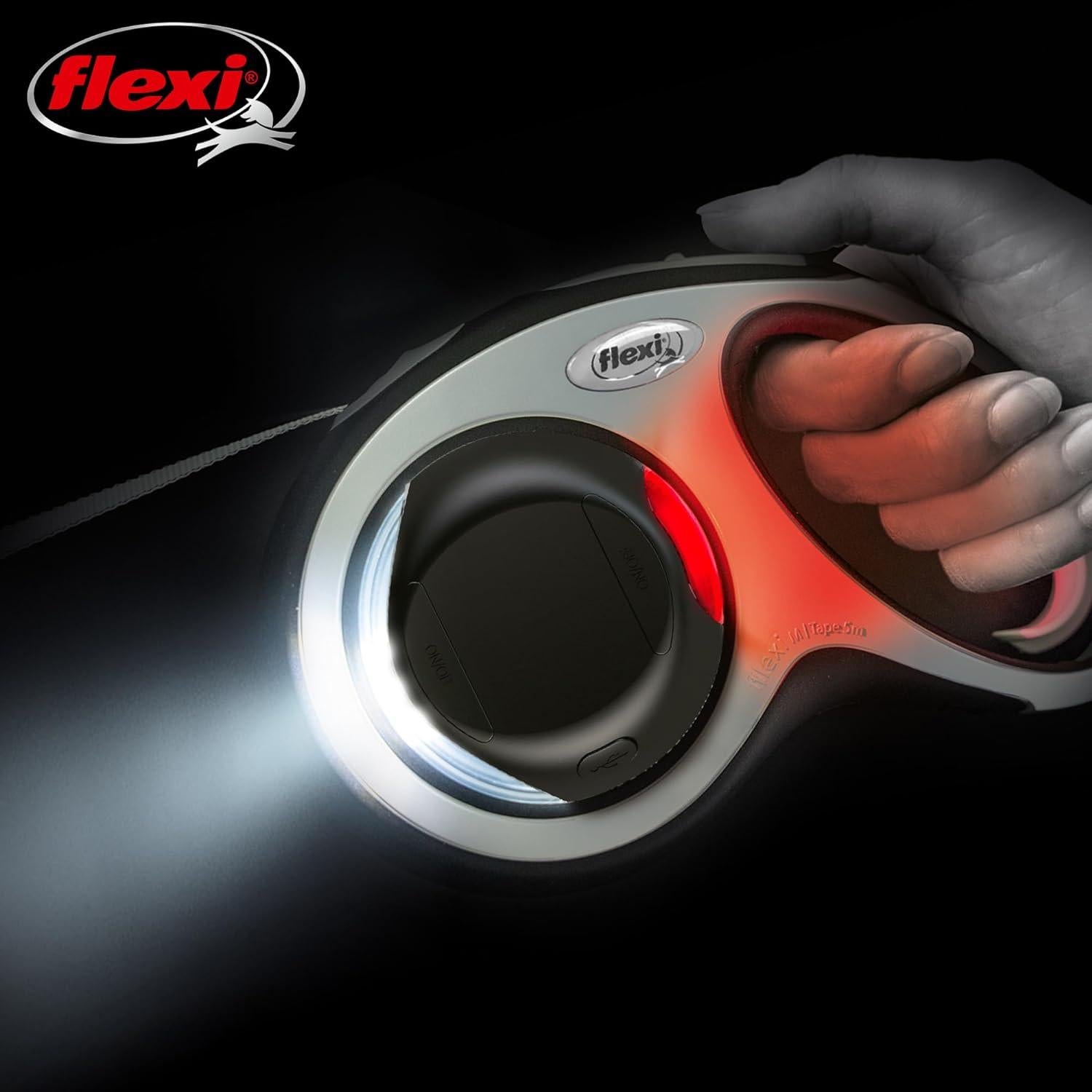 Sistema de Iluminación LED Flexi para Correas Retráctiles - Negro