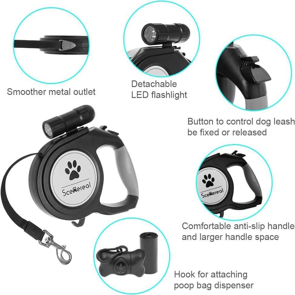 Correa Retráctil para Perros SCENEREAL 7.92m con Luz LED