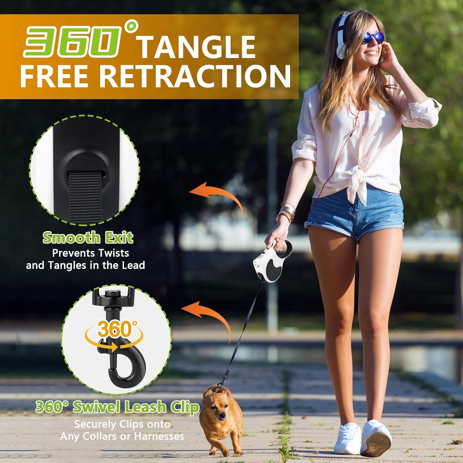 Correa Retráctil para Perro Makife 5m con Linterna LED 35kg