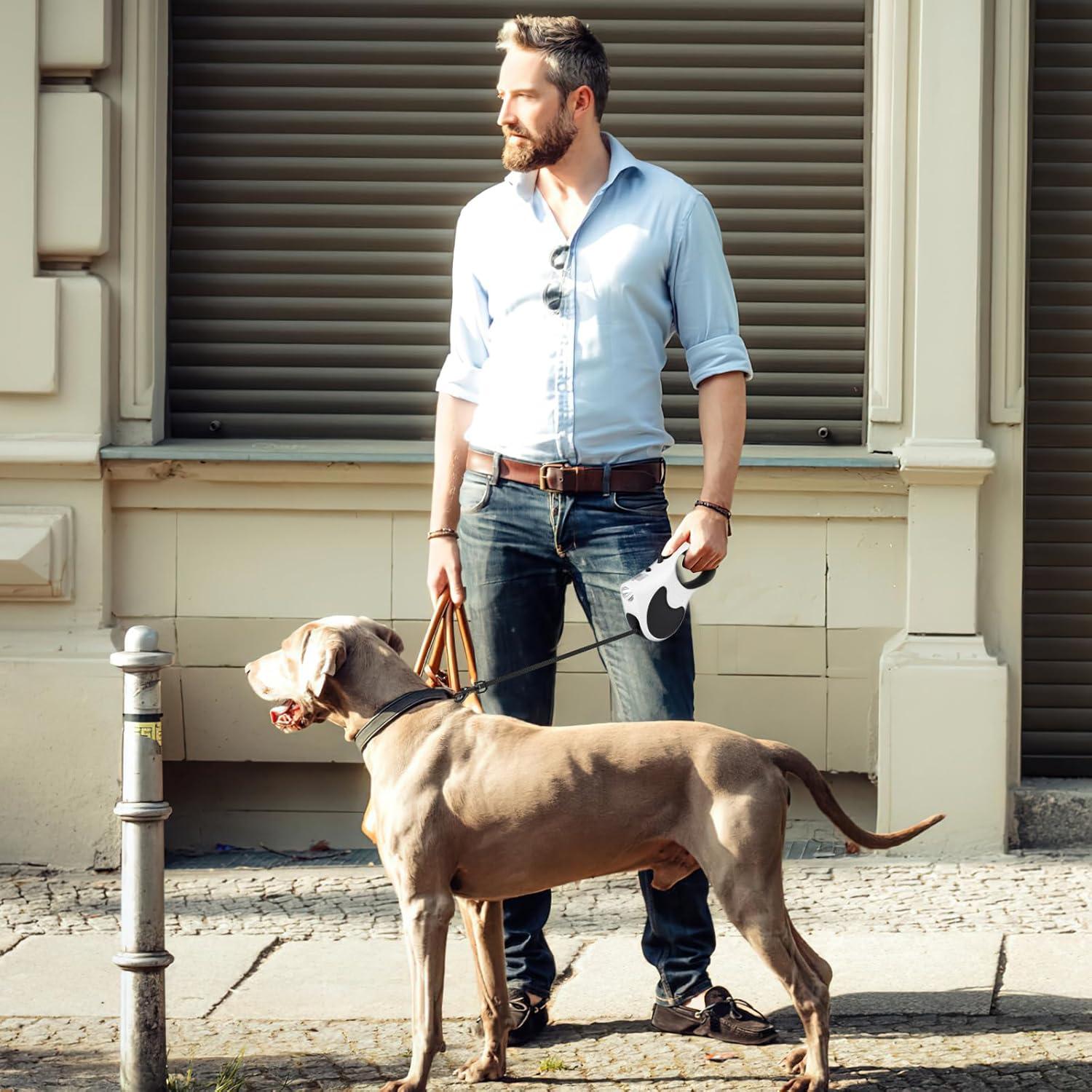 Correa Retráctil para Perro Makife 5m con Linterna LED 35kg