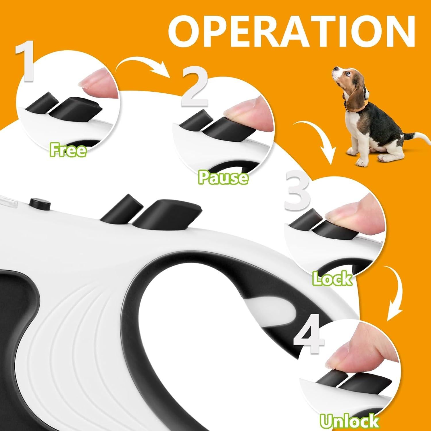 Correa Retráctil para Perro Makife 5m con Linterna LED 35kg