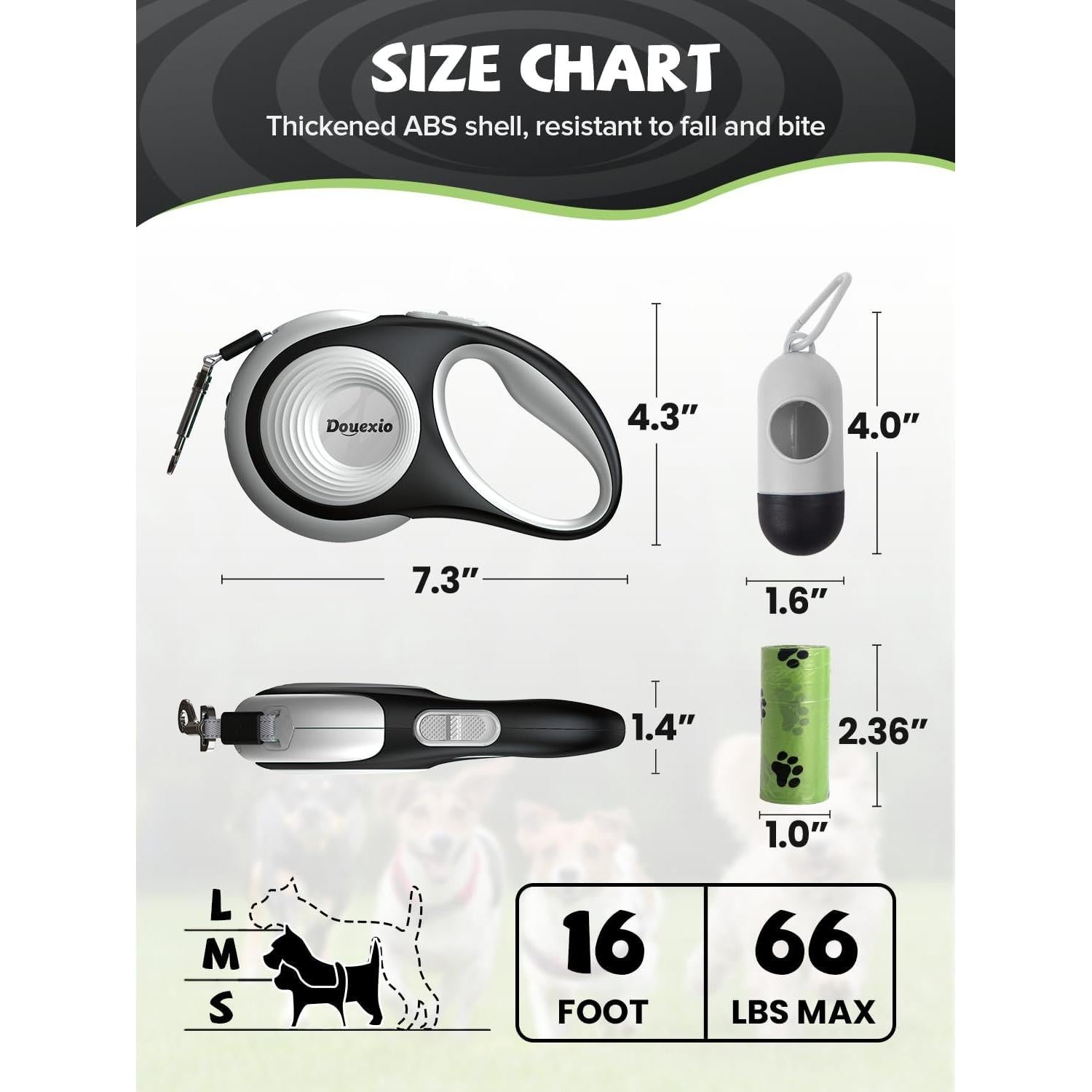 Correa de Perro Retráctil Douexio con Linterna LED 4.88m 30kg