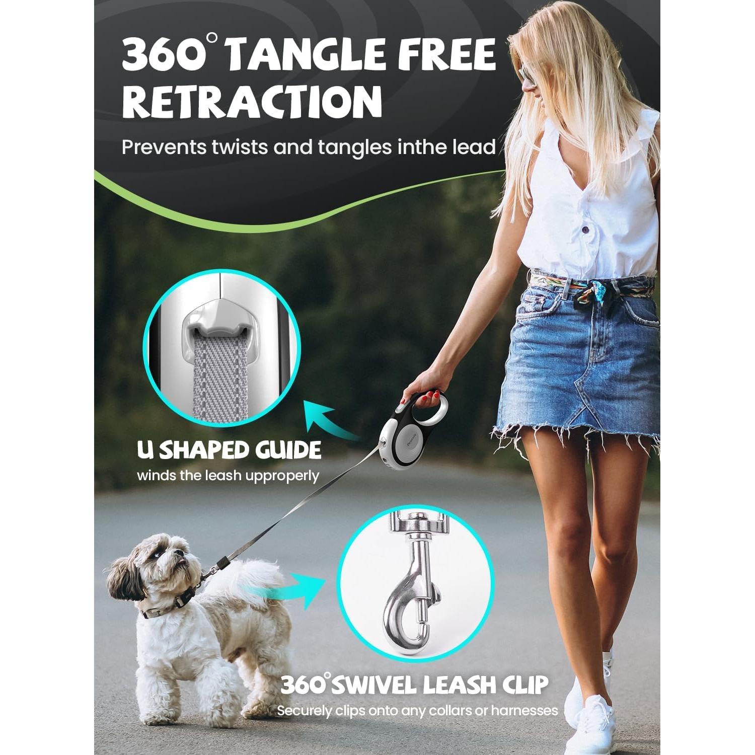 Correa de Perro Retráctil Douexio con Linterna LED 4.88m 30kg