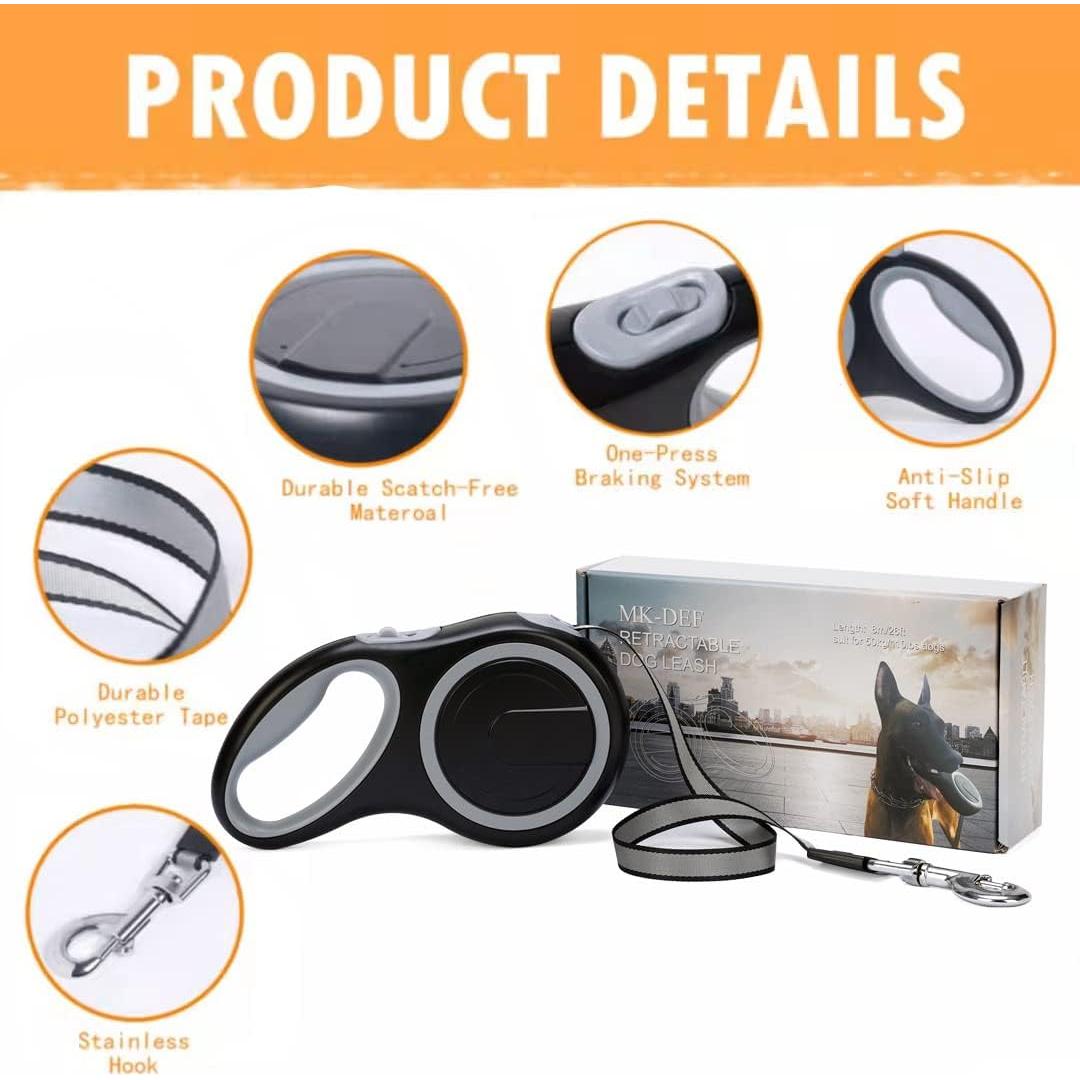 Correa Retráctil para Perros MK-DEF 8m Resistente hasta 50kg