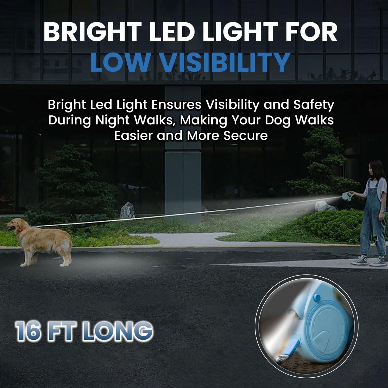 Correa Retráctil para Perros Best Dog 4.88 m con Linterna