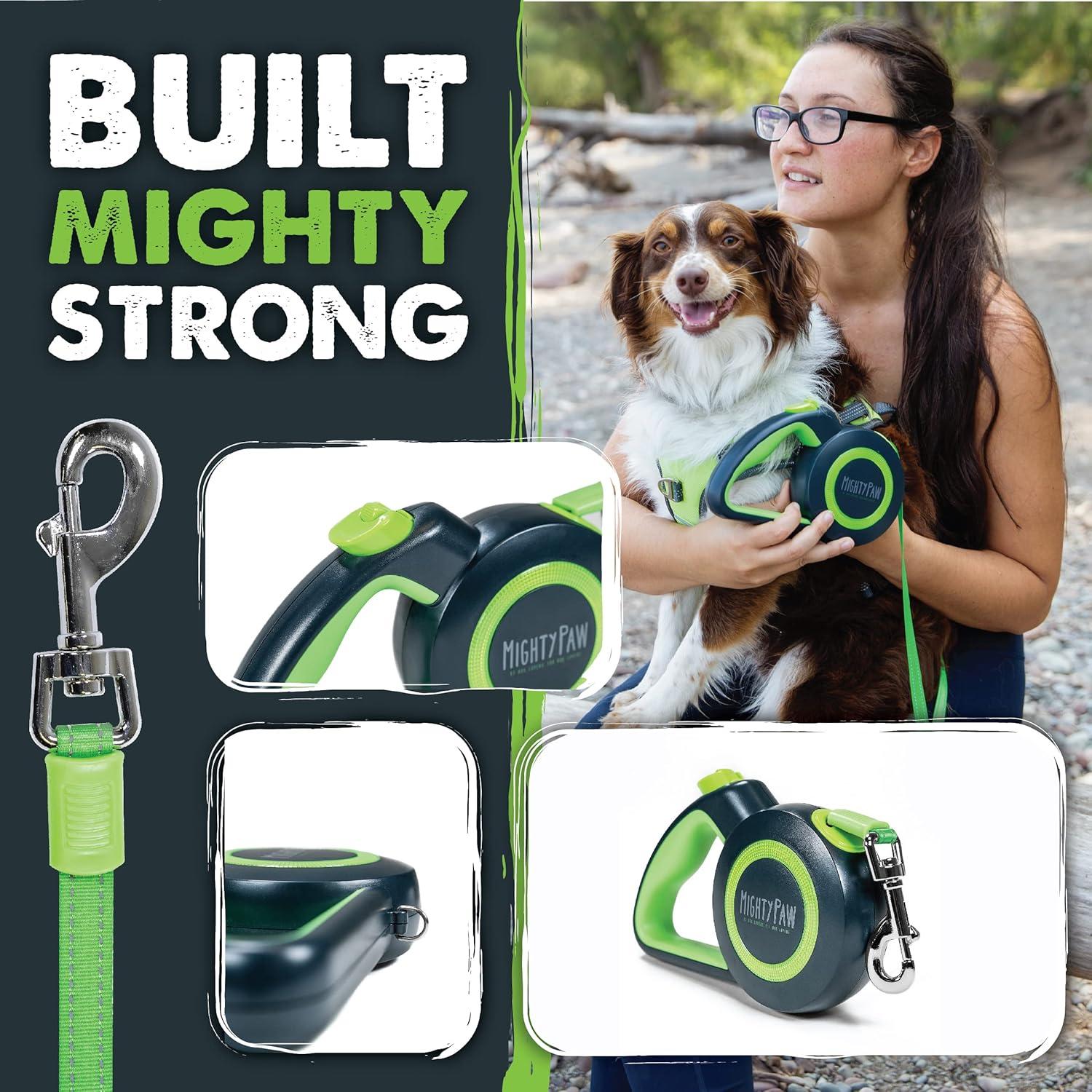 Correa Retráctil para Perros Mighty Paw 2.0 - Control Fácil y Seguro