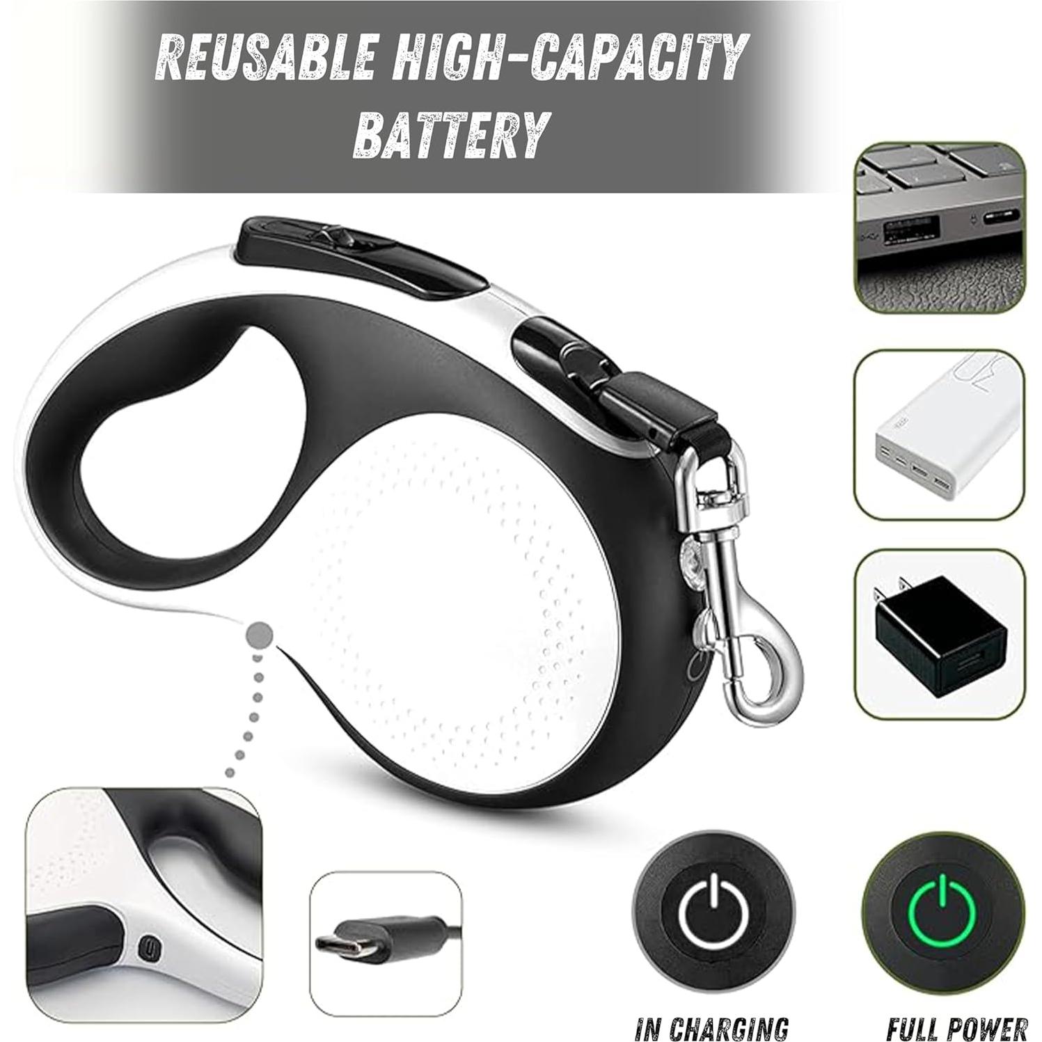 Correa Retráctil para Perro Henan 4.88m con Luz LED - Resistente