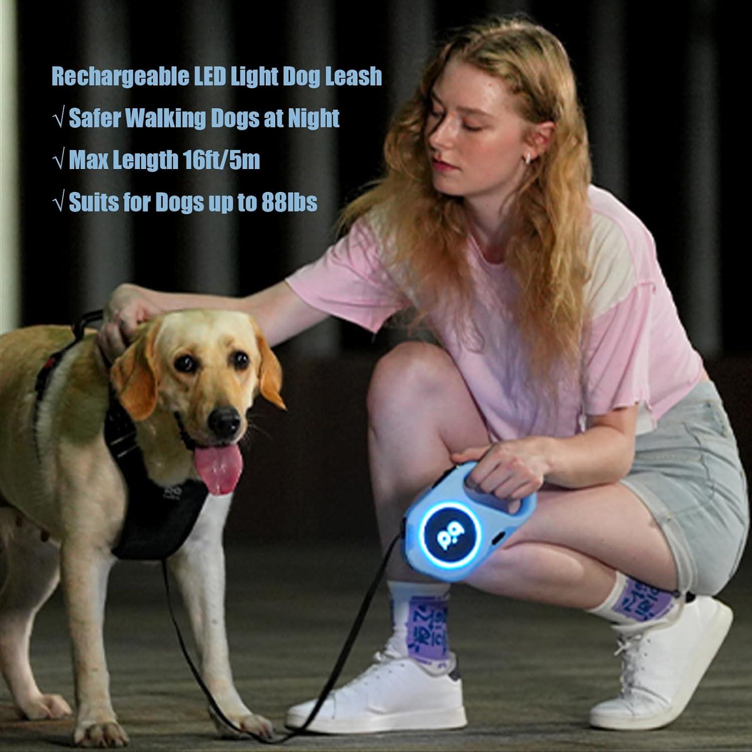 Correa de Perro Retráctil LED 5m Hanwei Recargable hasta 40kg