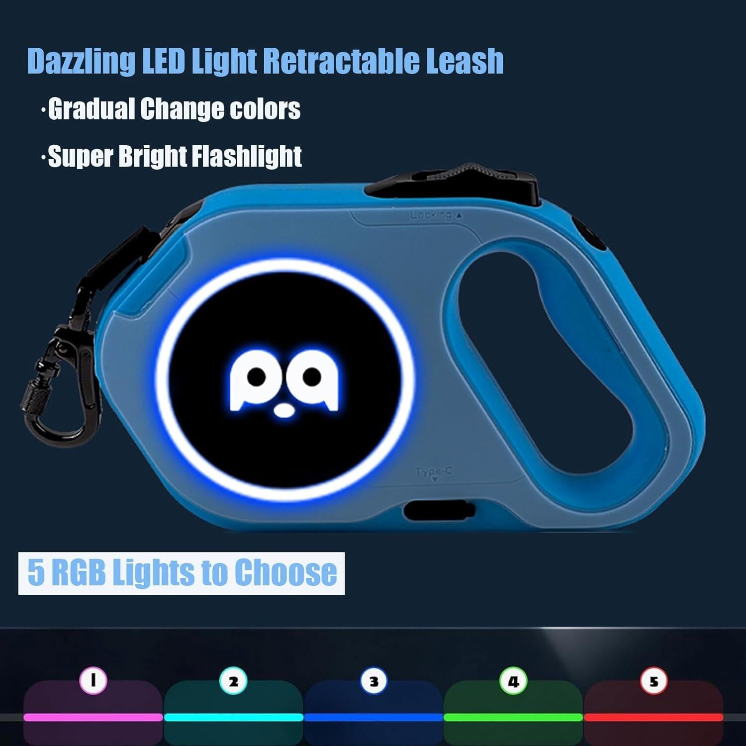 Correa de Perro Retráctil LED 5m Hanwei Recargable hasta 40kg