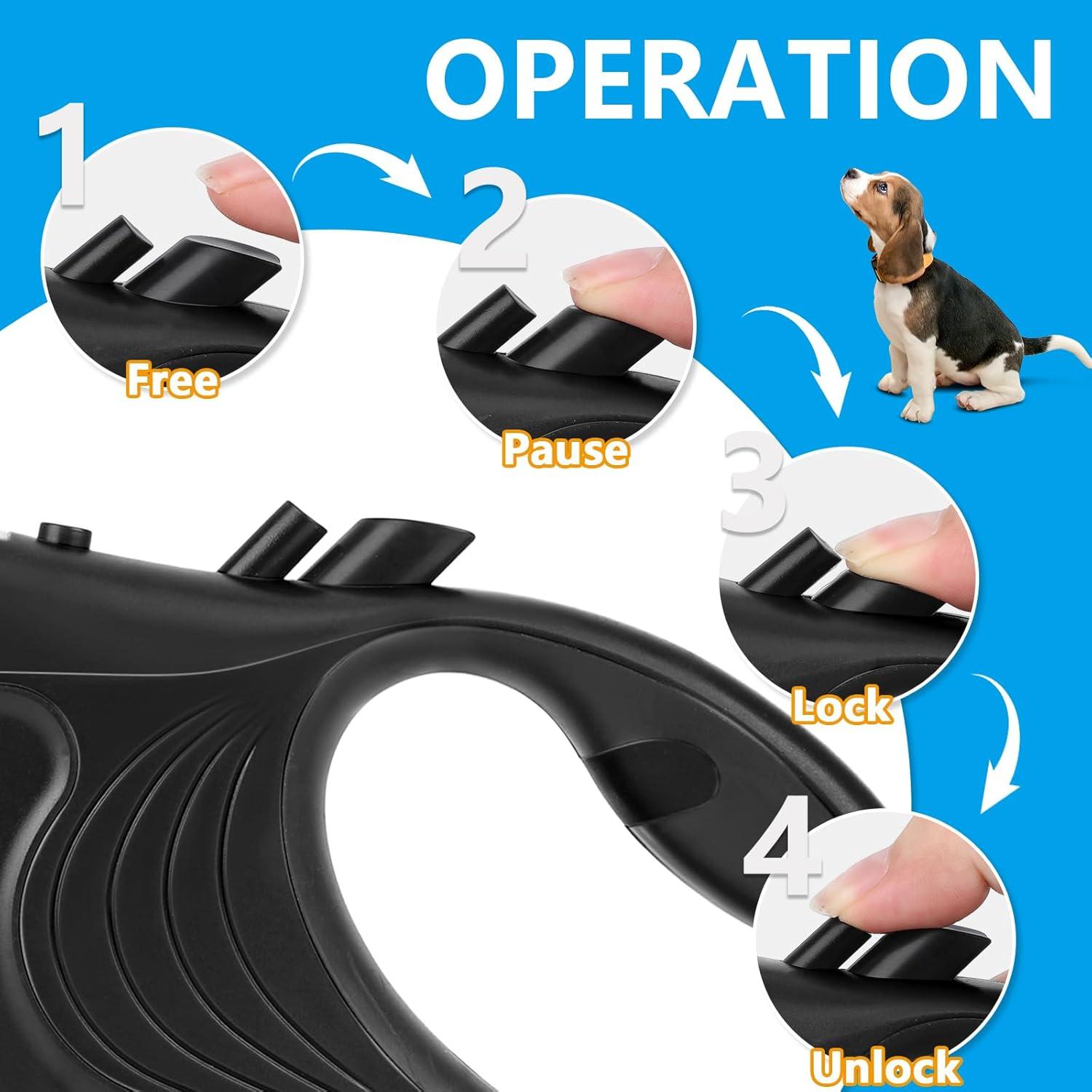 Correa retráctil para perro Cixishi 5m hasta 35kg con linterna