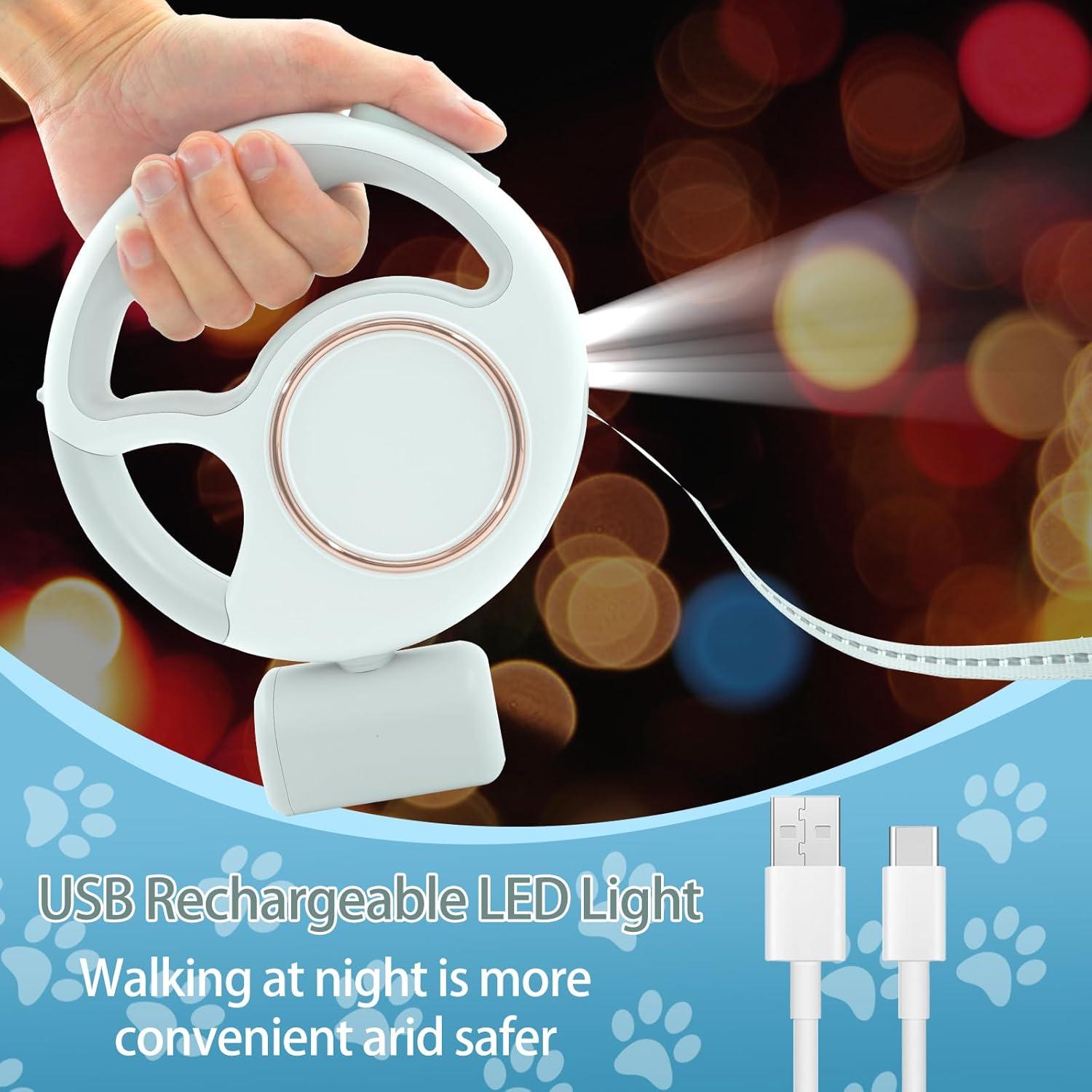 Correa Retráctil para Perros Zividodo 3.05m con Luz LED y Dispensador