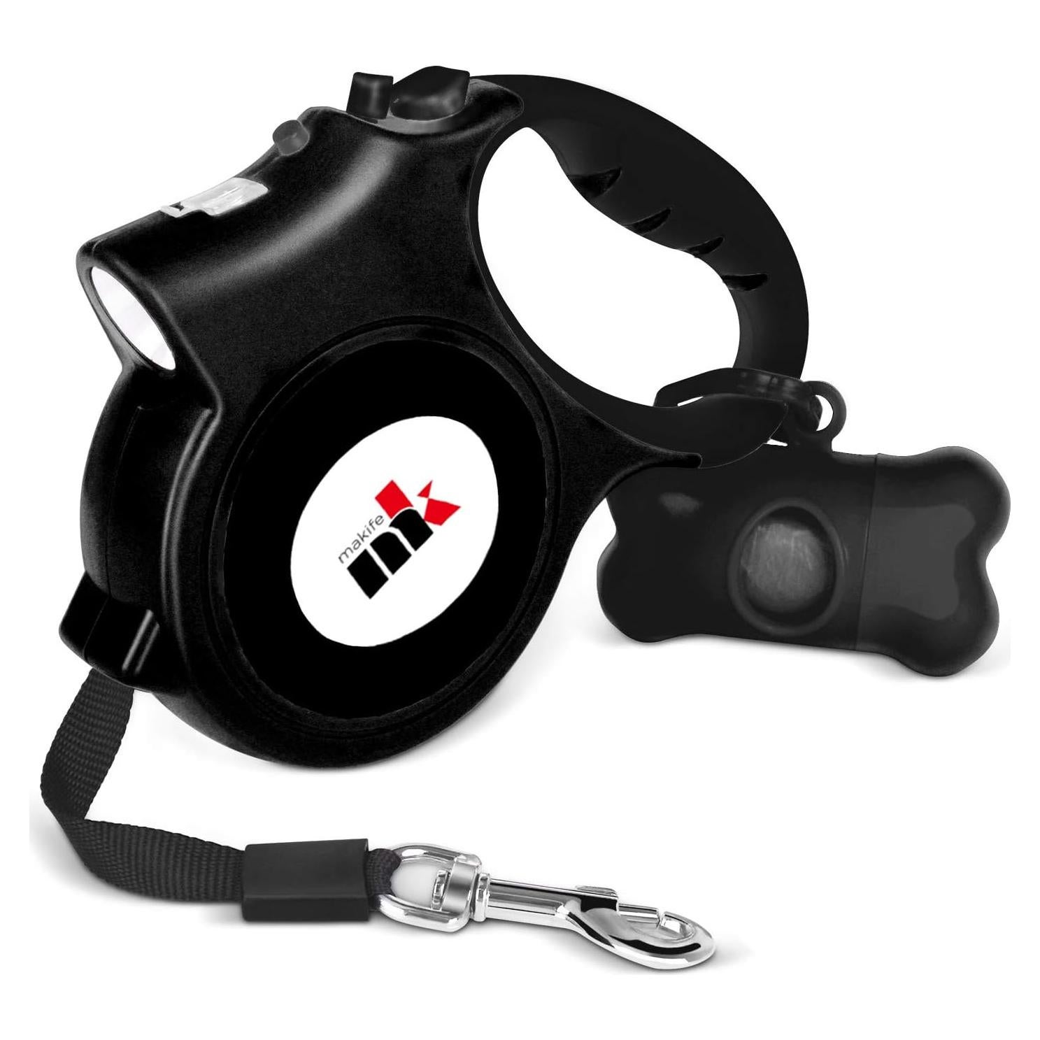 Correa de Perro Retráctil Makife 5m con Luz LED hasta 25kg