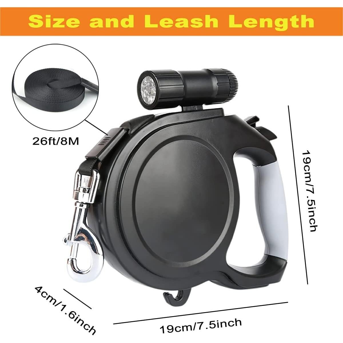 Correa Retráctil para Perros Giveme5 8m con Linterna LED